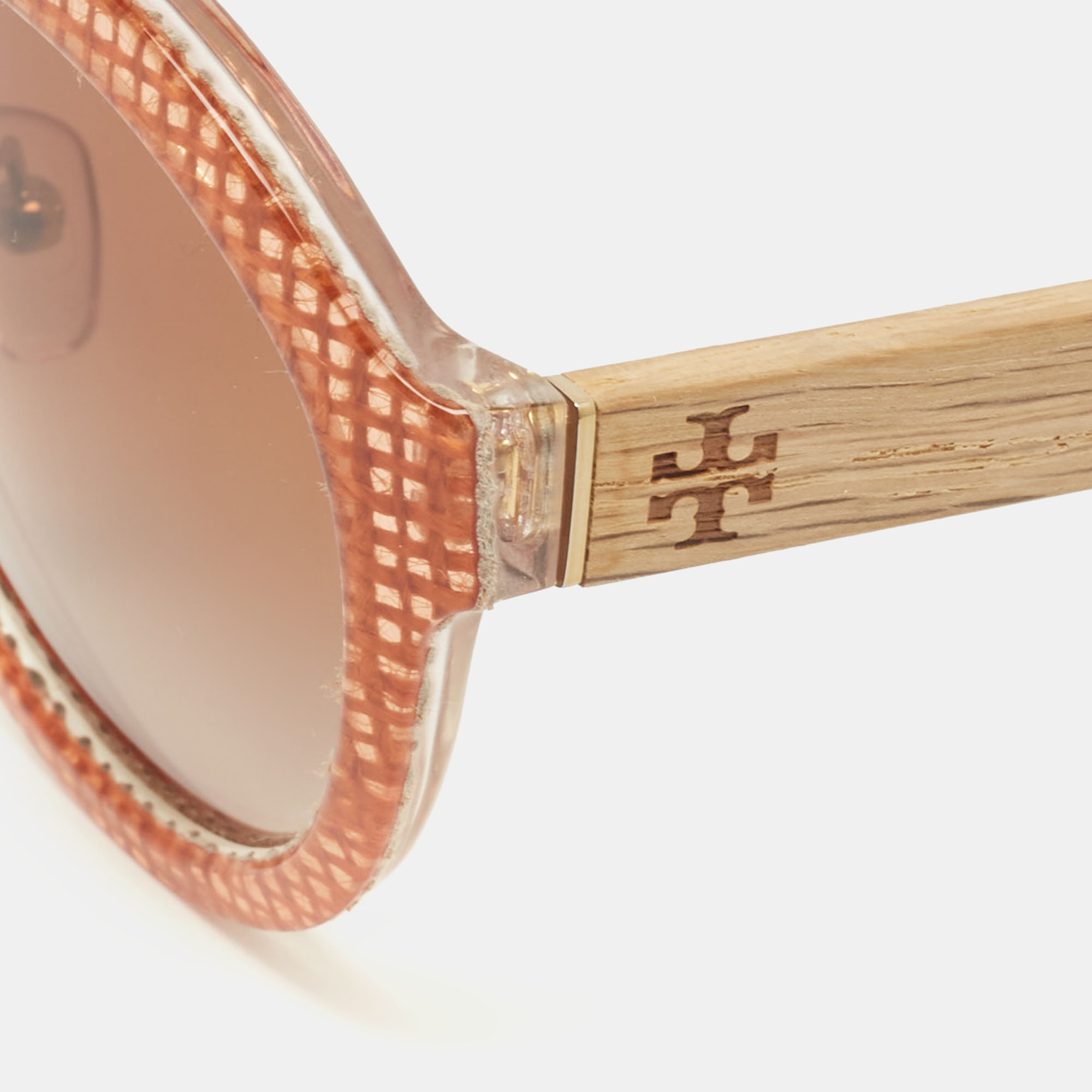 

Tory Burch Brown Woven Raffia TY7128 Gradient Round Sunglasses