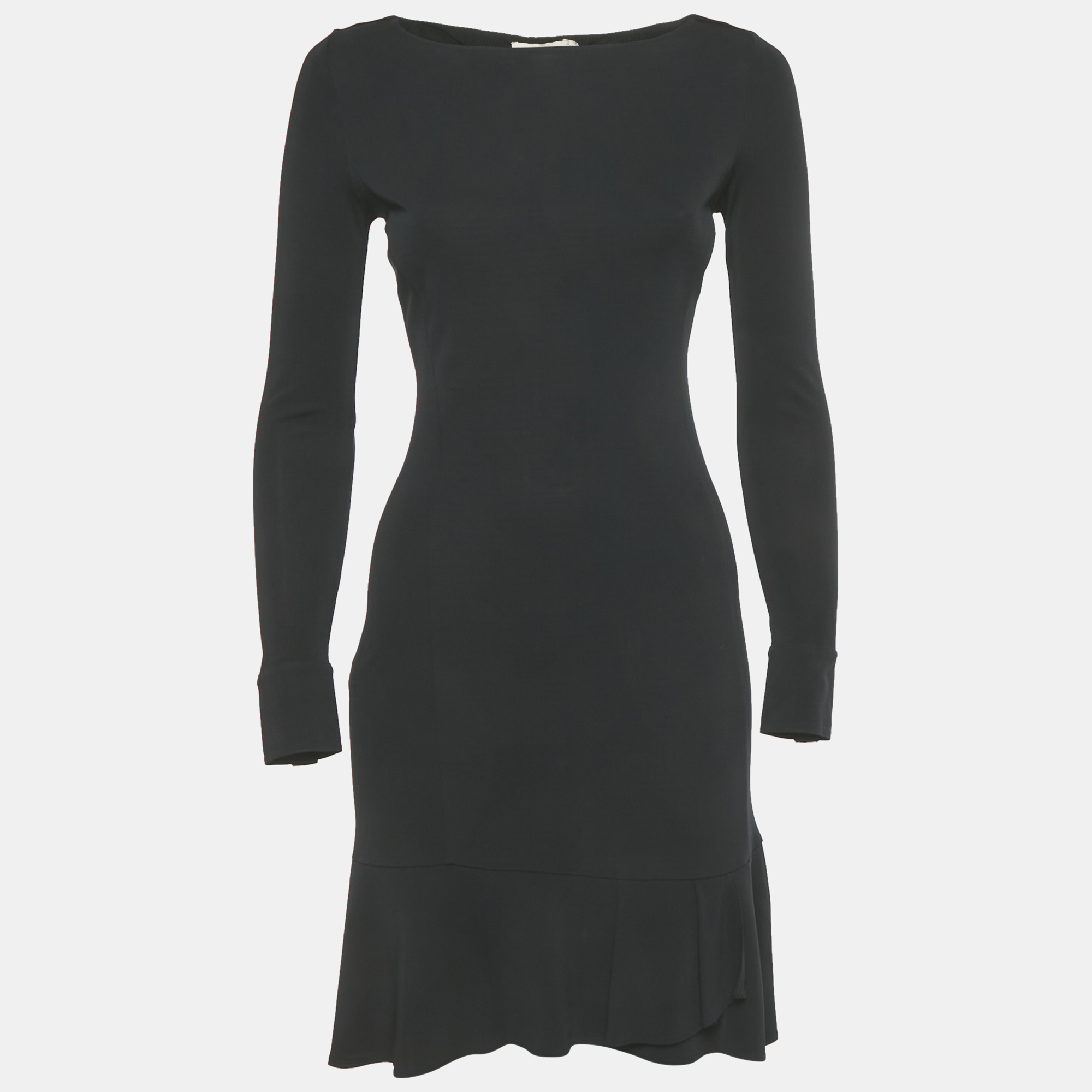 Pre-owned Tory Burch Black Jersey Long Sleeve Mini Dress Xs