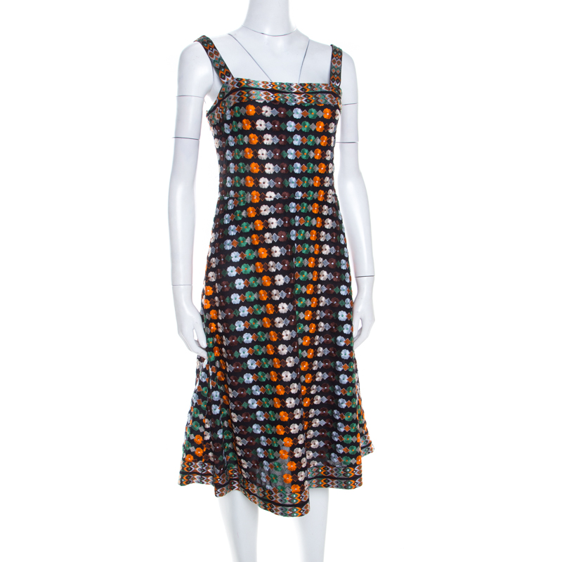 

Tory Burch Multicolor Floral Embroidered Mesh A Line Dress