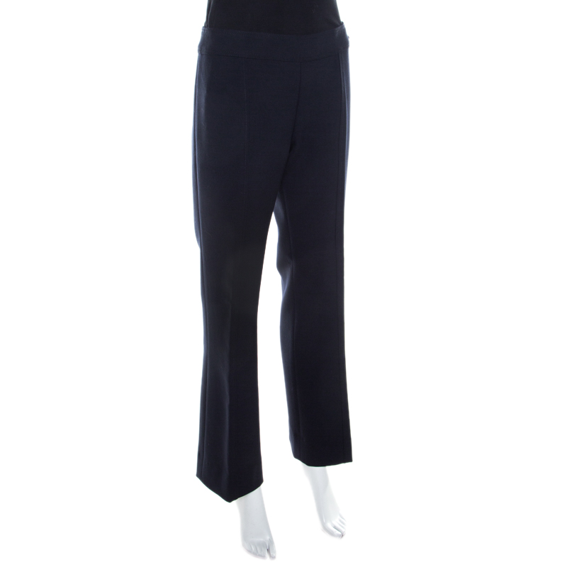 

Tory Burch Navy Blue Wool Blend Straight Fit Callie Pants