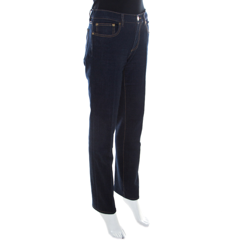 

Tory Burch Blue Dark Wash Denim Straight Cut Jeans
