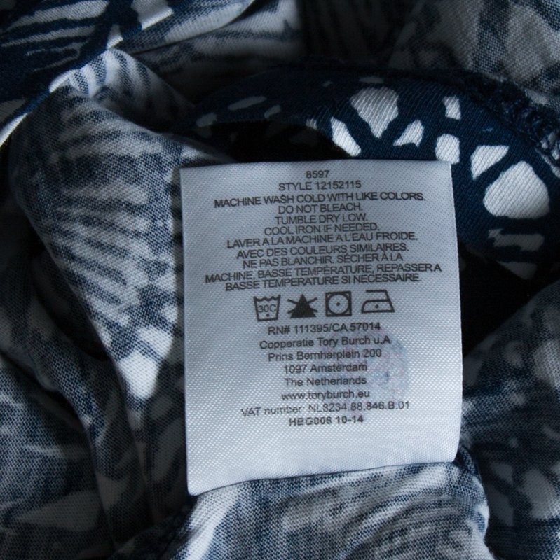 Pre-owned Tory Burch Baltic Sea Blue Dreamcatcher Print Pima Cotton T-shirt M