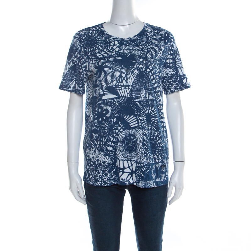 

Tory Burch Baltic Sea Blue Dreamcatcher Print Pima Cotton T-Shirt M