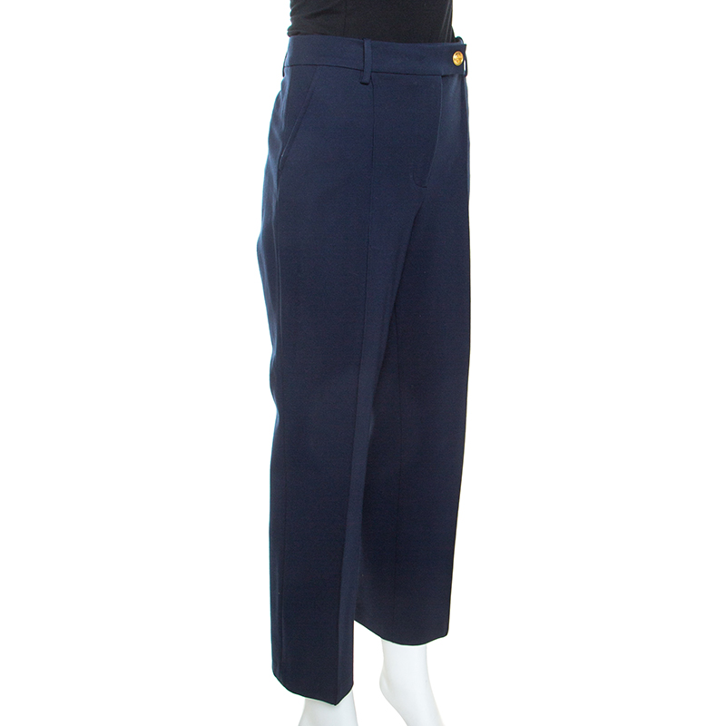 

Tory Burch Navy Blue Stretch Sara Cropped Trousers