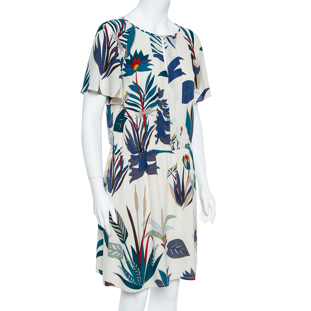 

Tory Burch Cream White Silk Printed Dress
