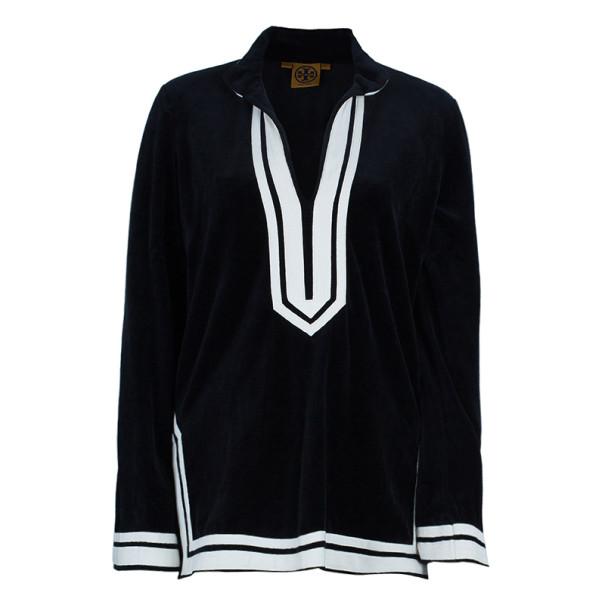 Tory Burch Monochrome Velour Tunic Top S