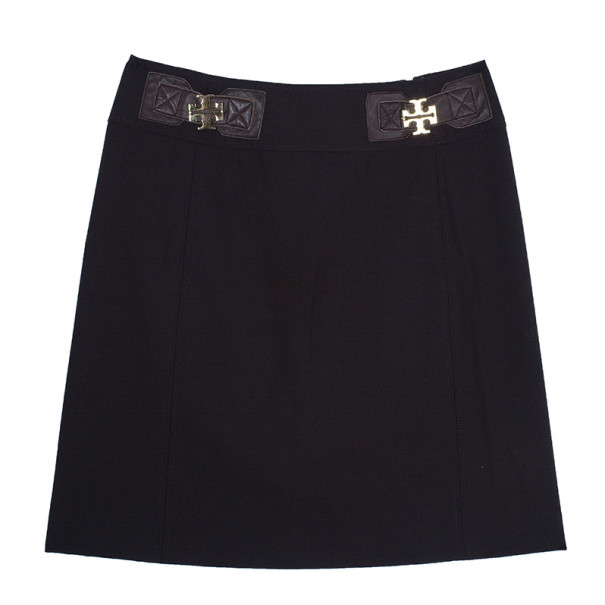 Tory Burch Brown Leather Trimmed Skirt M