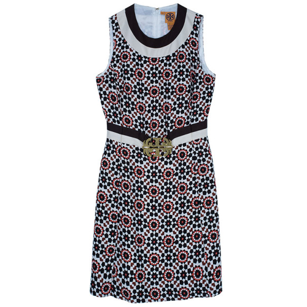 Pre Owned Tory Burch Multicolor Belted Sheath Dress M