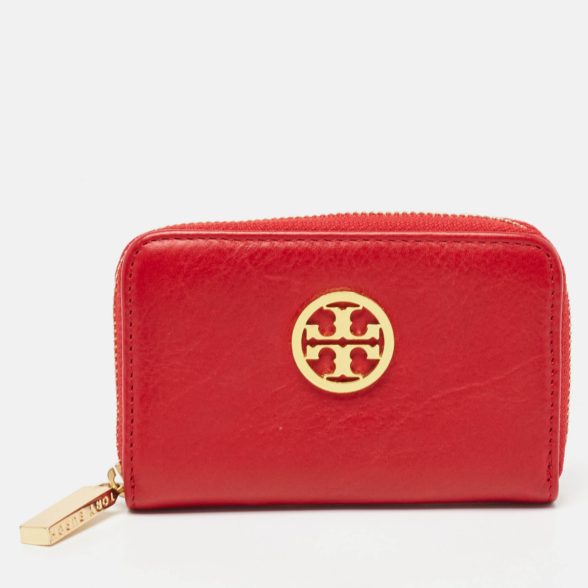 

Tory Burch Red Leather Robinson Zip Around Coin Purse