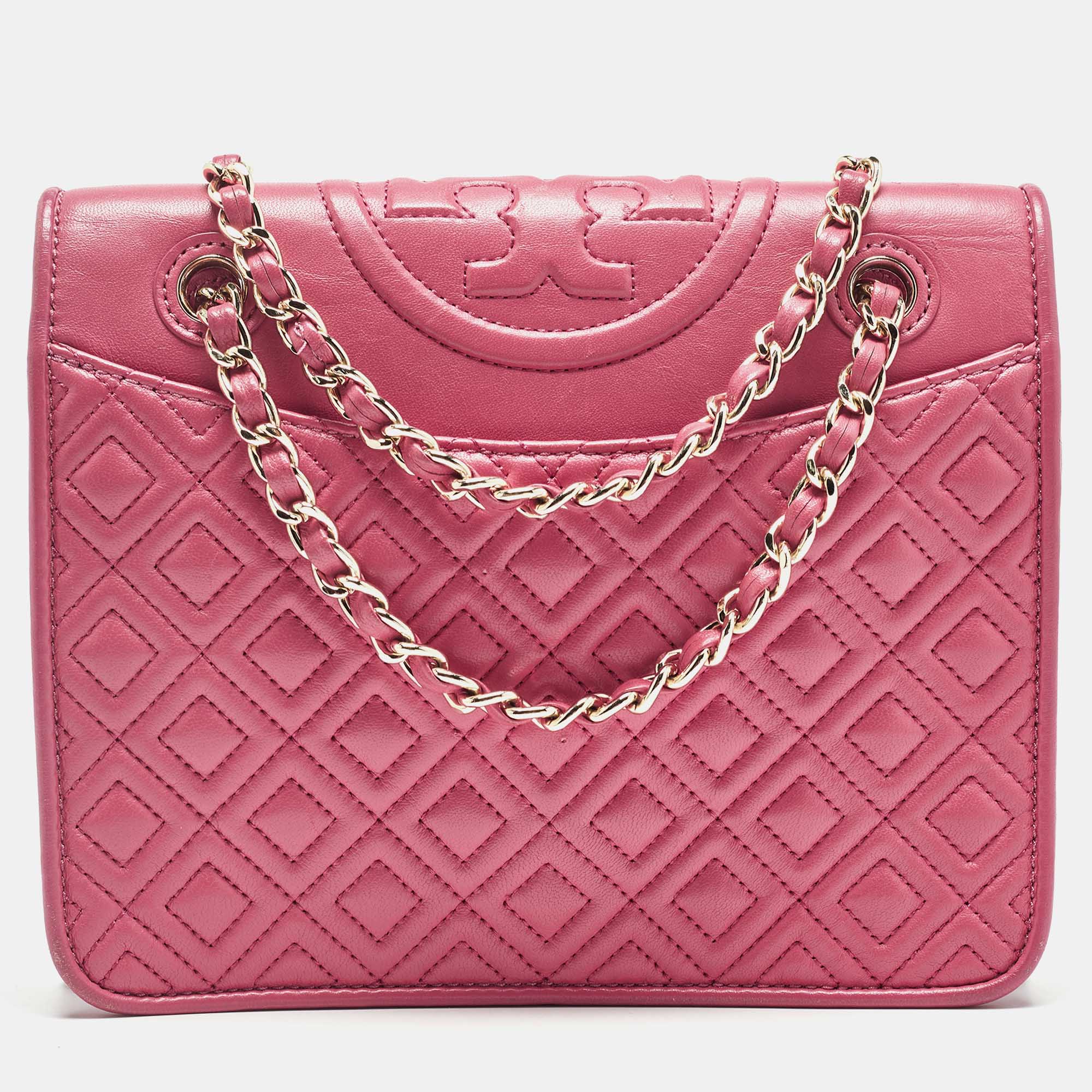 

Tory Burch Pink Leather Small Fleming Shoulder Bag