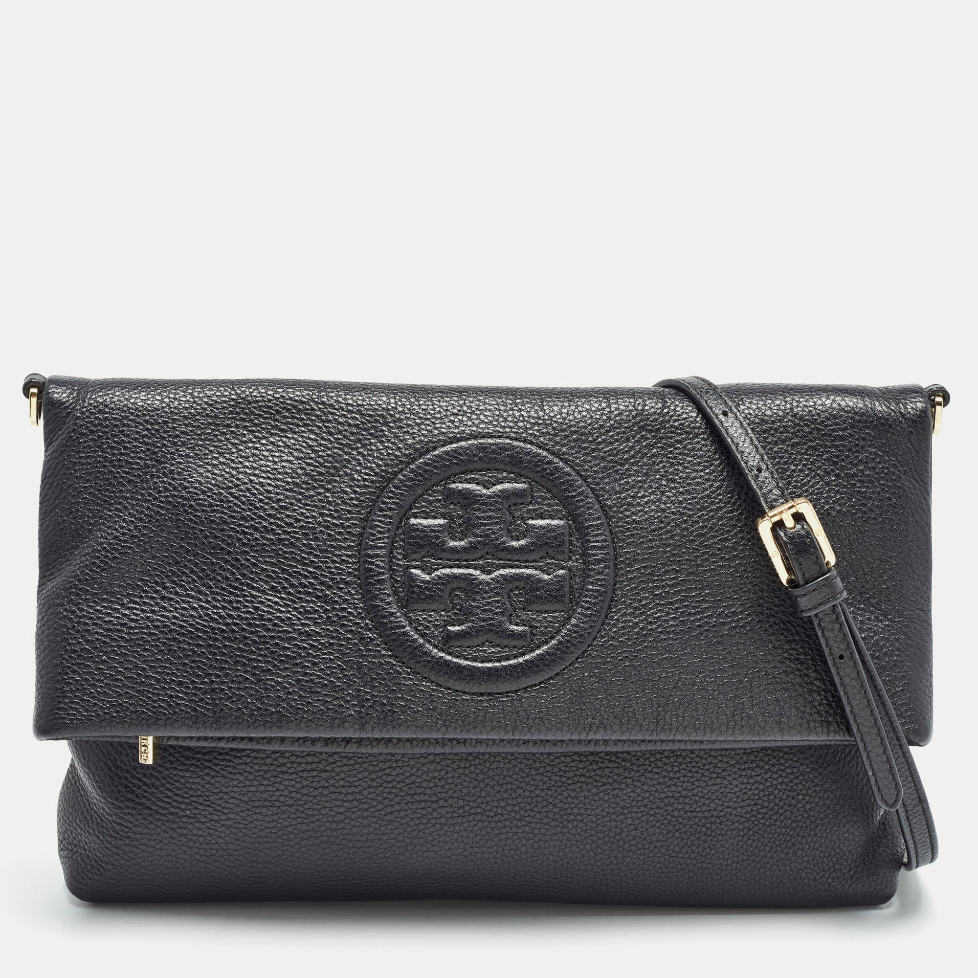 

Tory Burch Black Leather Thea Fold Over Crossbody Bag