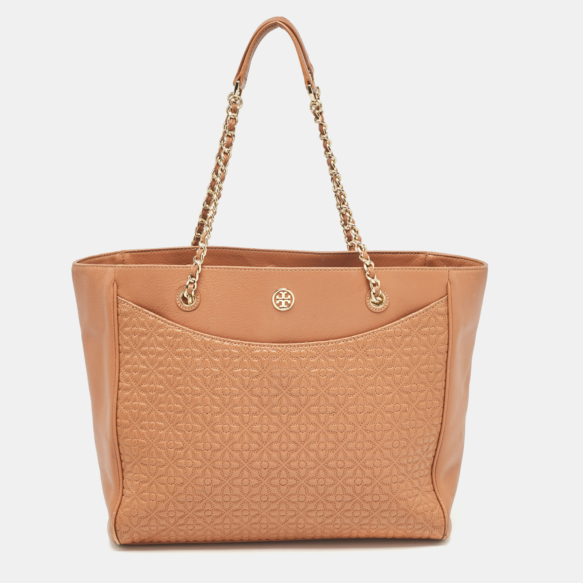 

Tory Burch Brown Embossed Leather Bryant East West Tote