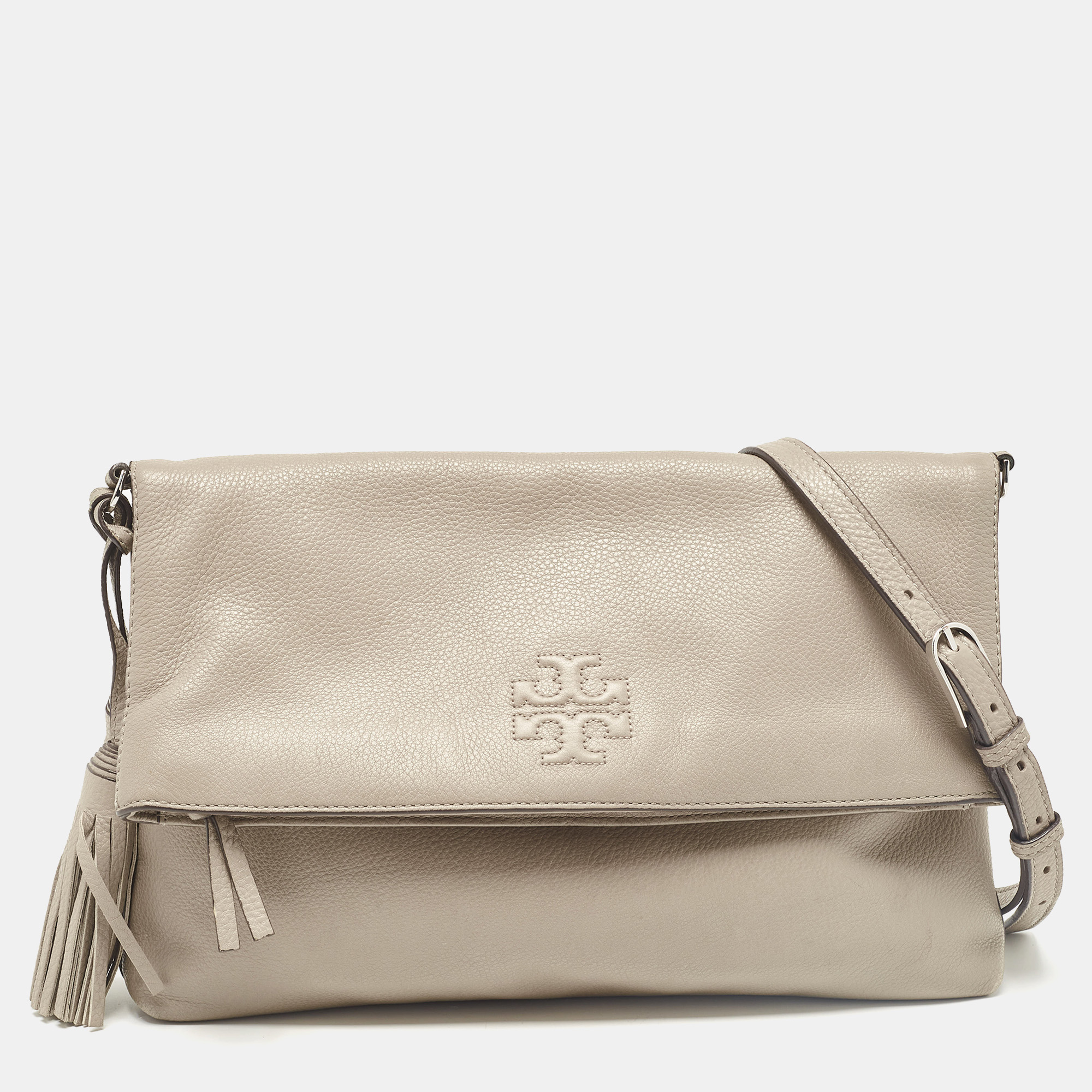 

Tory Burch Grey Leather Thea Fold Over Crossbody Bag