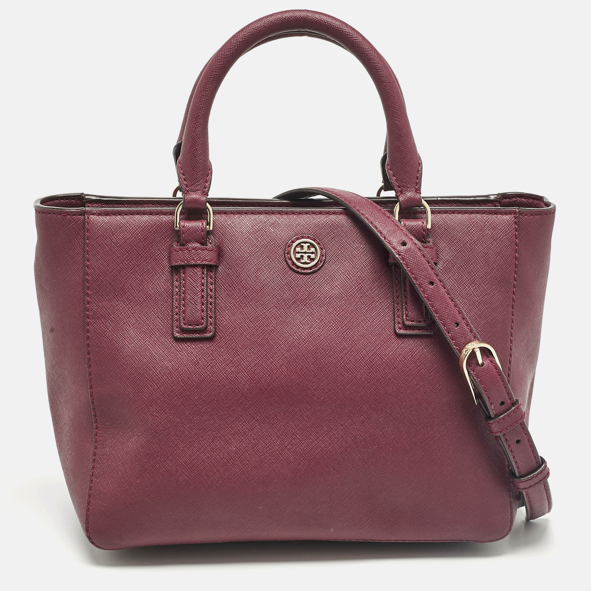 

Tory Burch Burgundy Leather Robinson Zip Tote