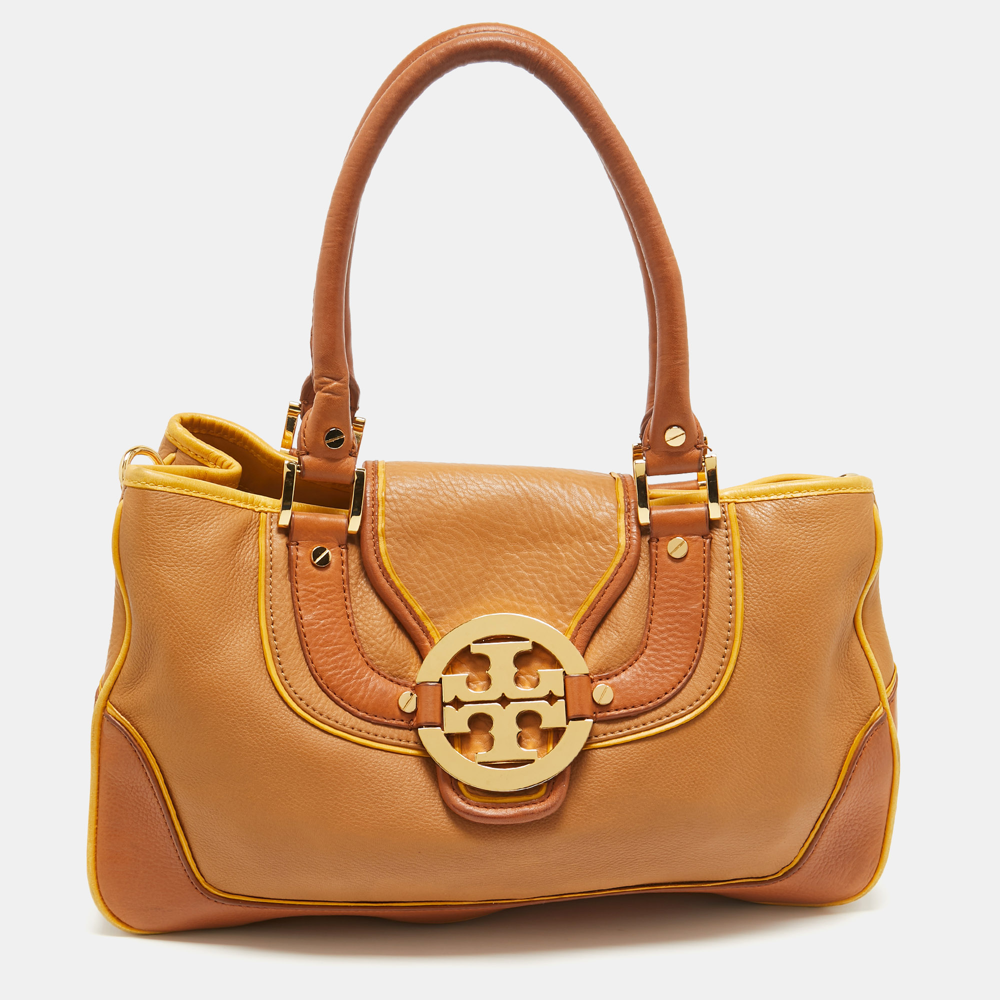 Pre-owned Tory Burch Tricolor Leather Amanda Tote In Multicolor