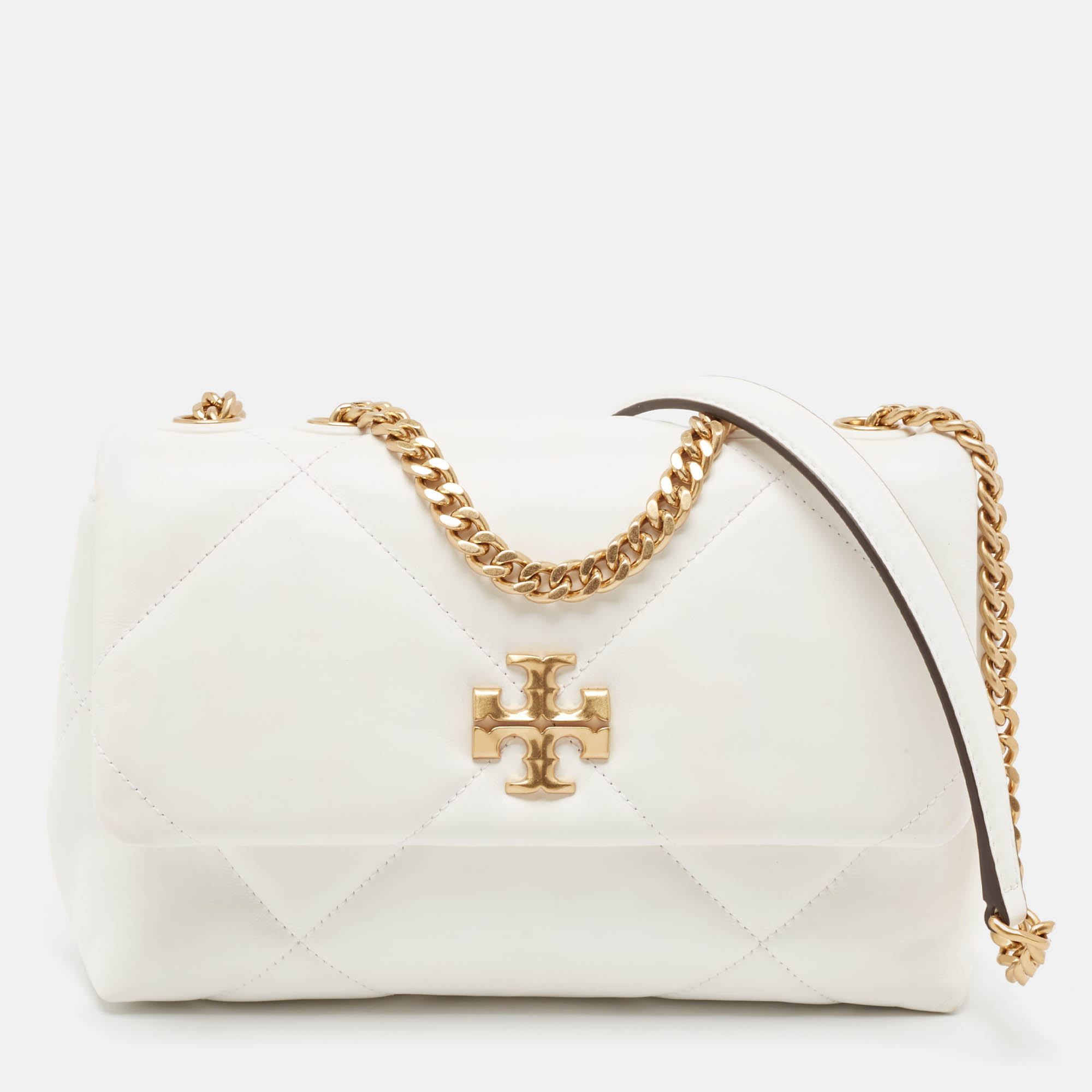 Pre-owned Tory Burch White Quilted Leather Kira Shoulder Bag