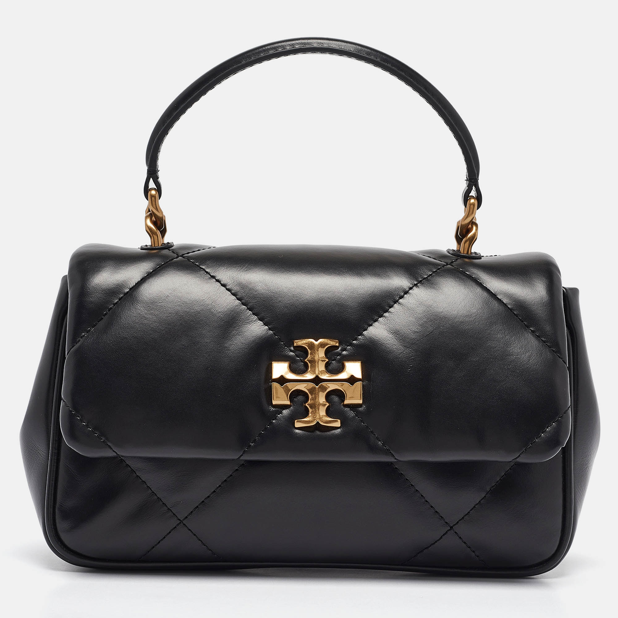 

Tory Burch Black Quilted Leather Kira Top Handle Bag