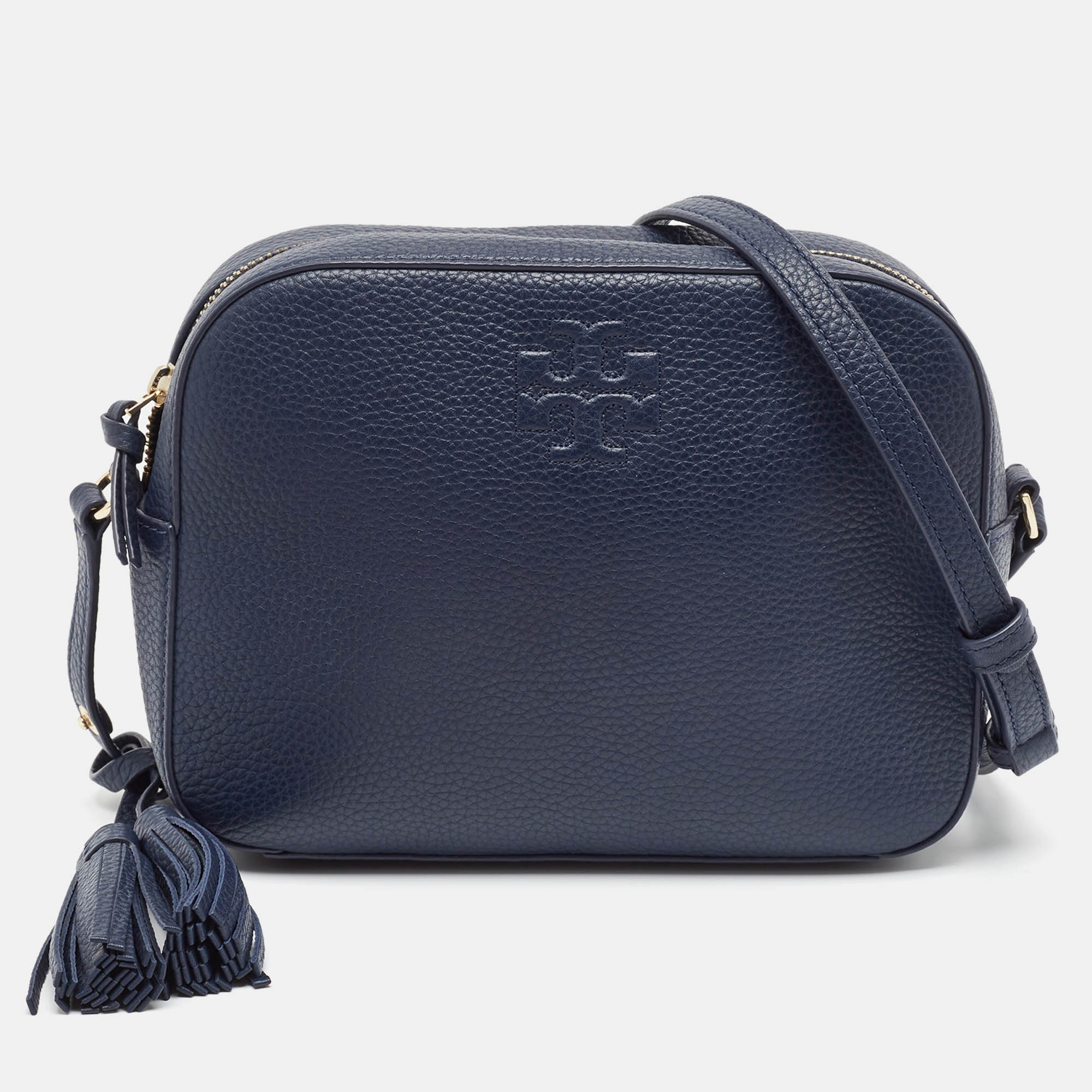 

Tory Burch Navy Blue Leather Camera Tassel Crossbody Bag