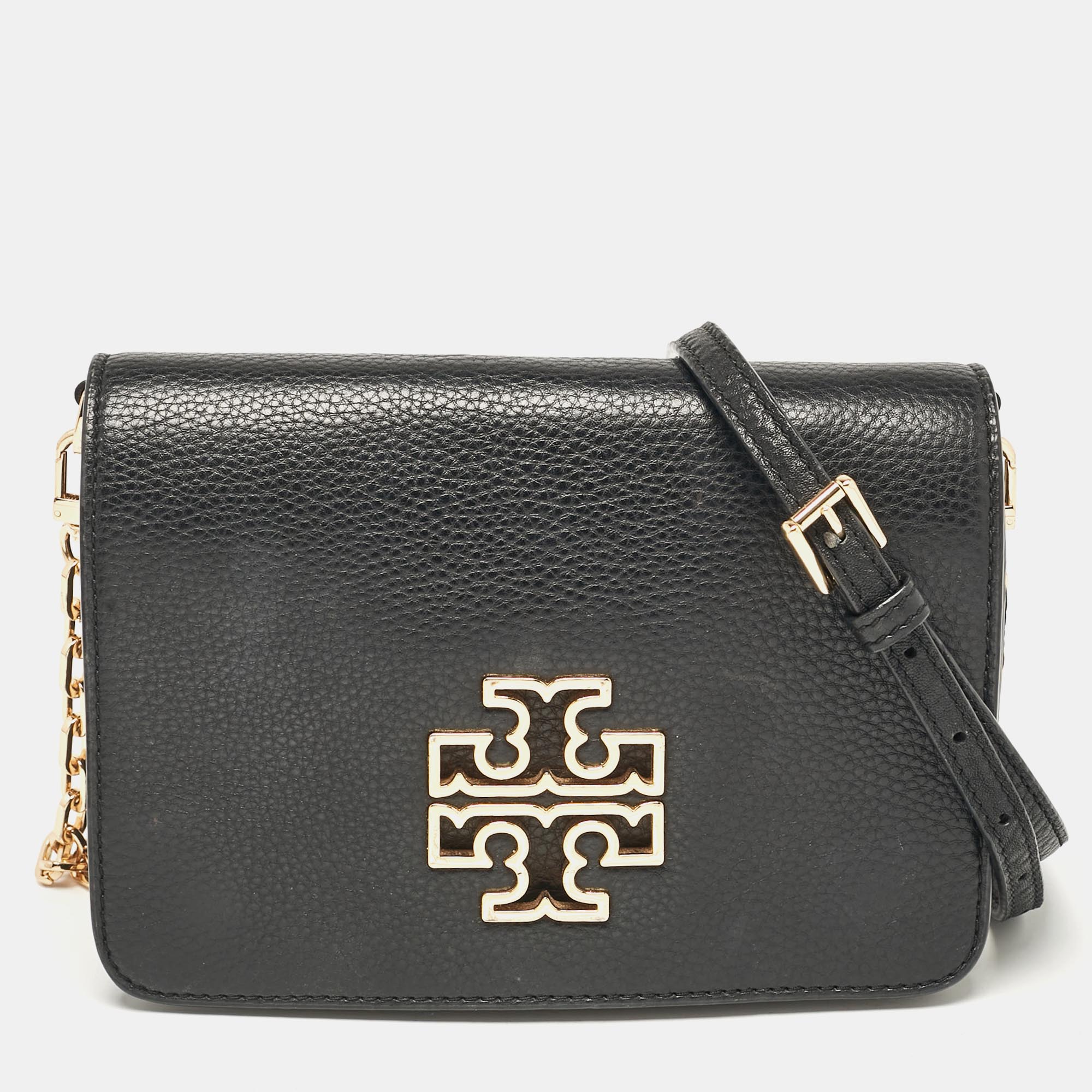 

Tory Burch Black Leather Britten Flap Crossbody Bag