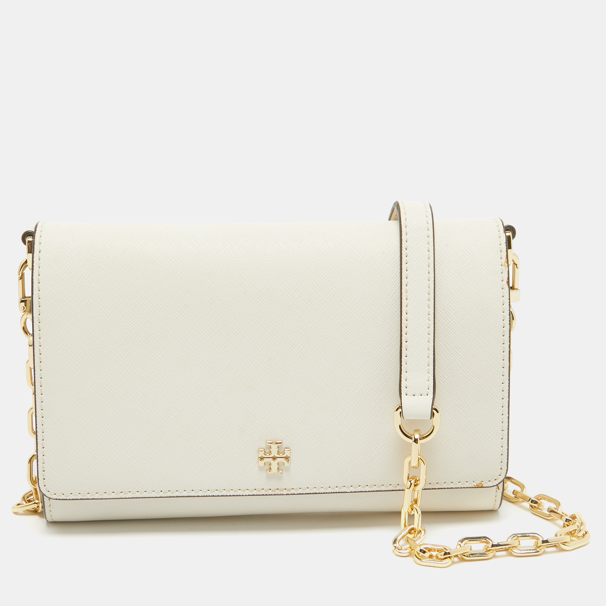 

Tory Burch White Leather Emerson Wallet On Chain