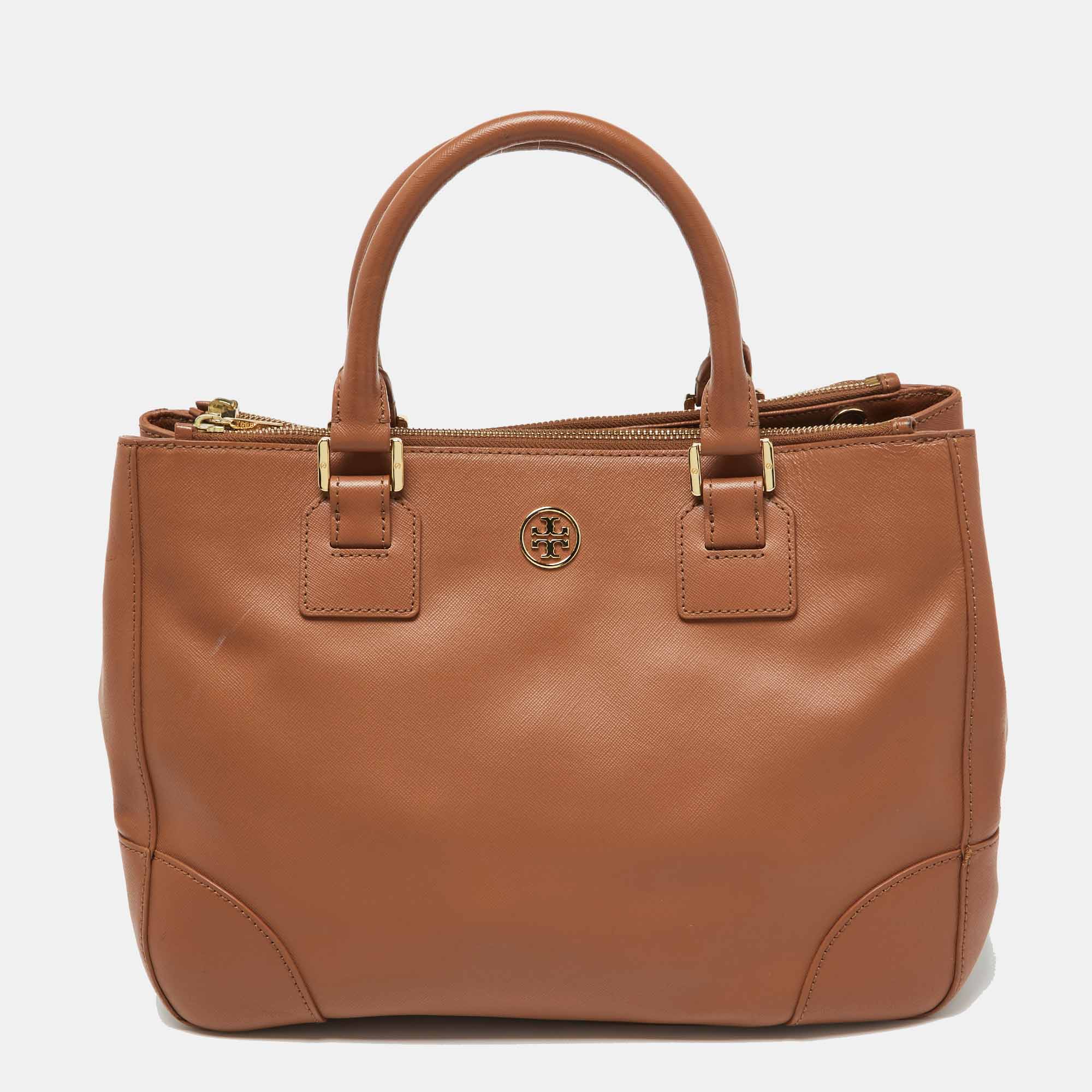 

Tory Burch Brown Saffiano Leather Robinson Tote