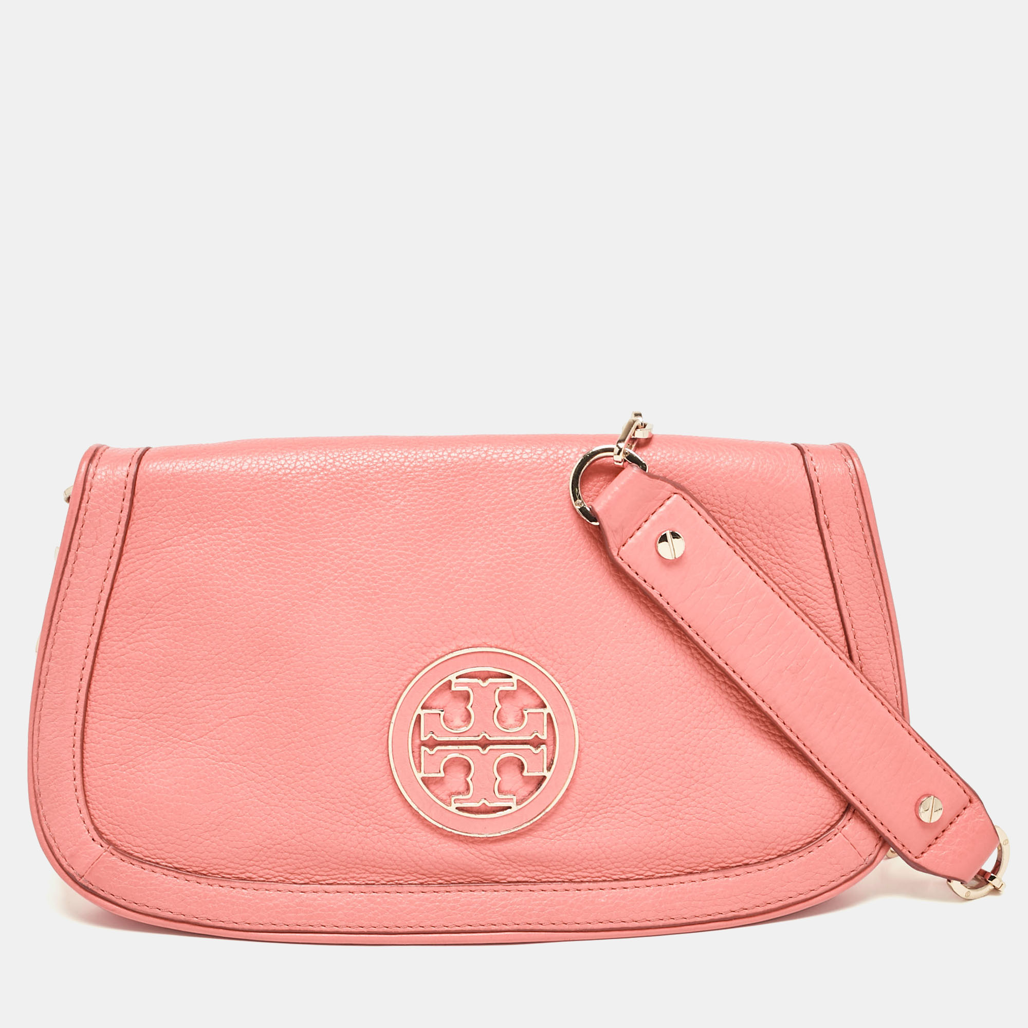 

Tory Burch Coral Orange Leather Britten Shoulder Bag