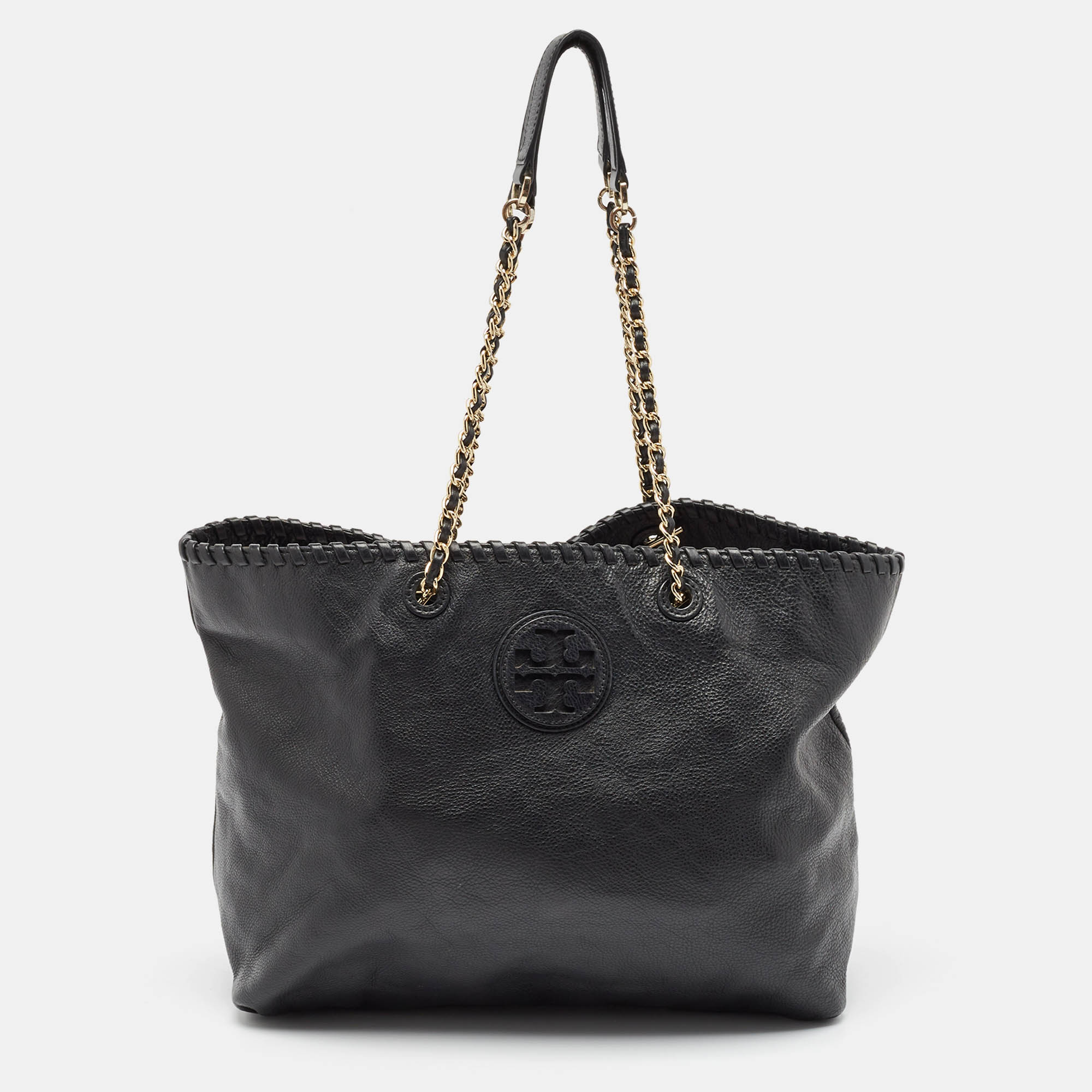 

Tory Burch Black Leather Whipstitch Marion Tote