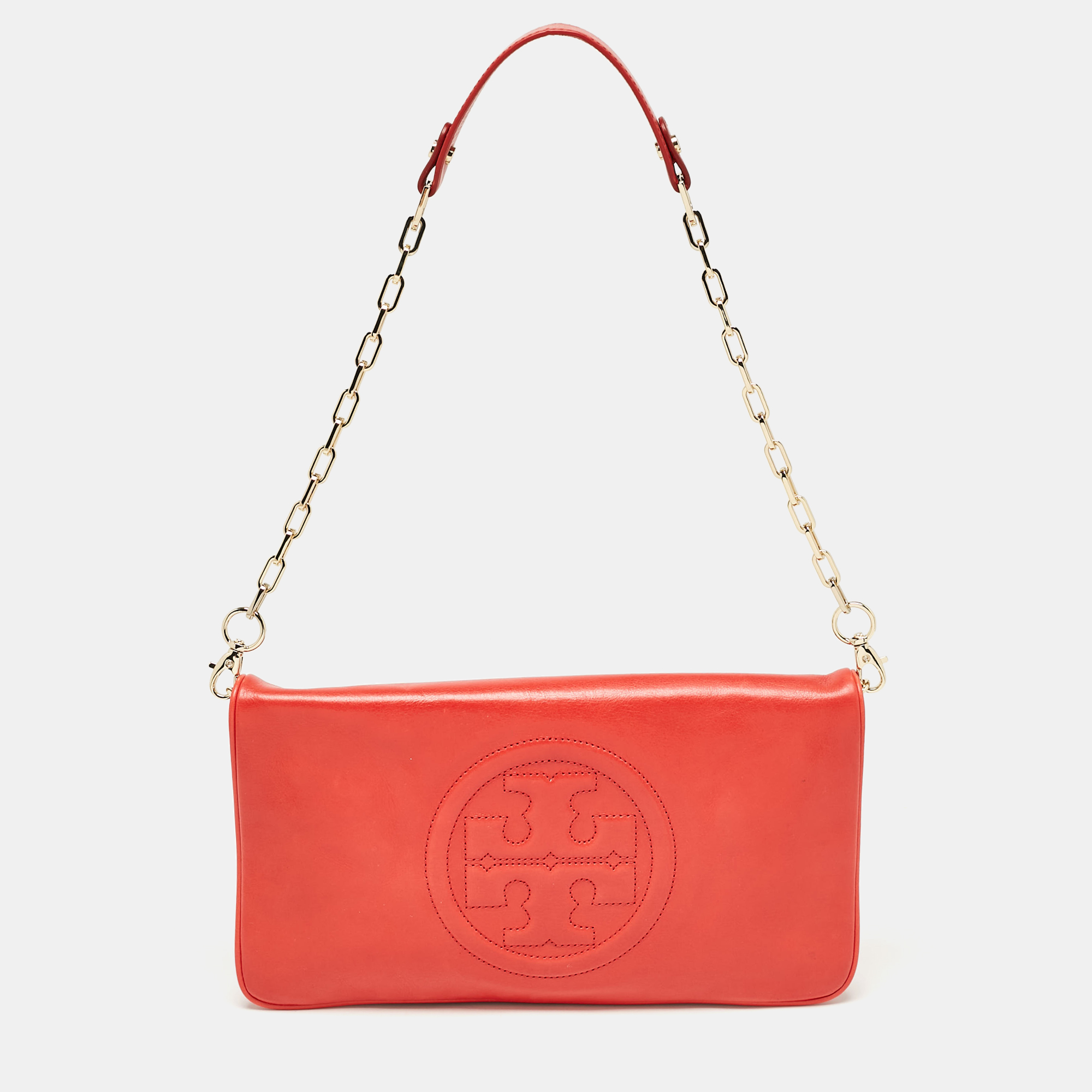 

Tory Burch Red Leather Bombe Reva Chain Shoulder Bag