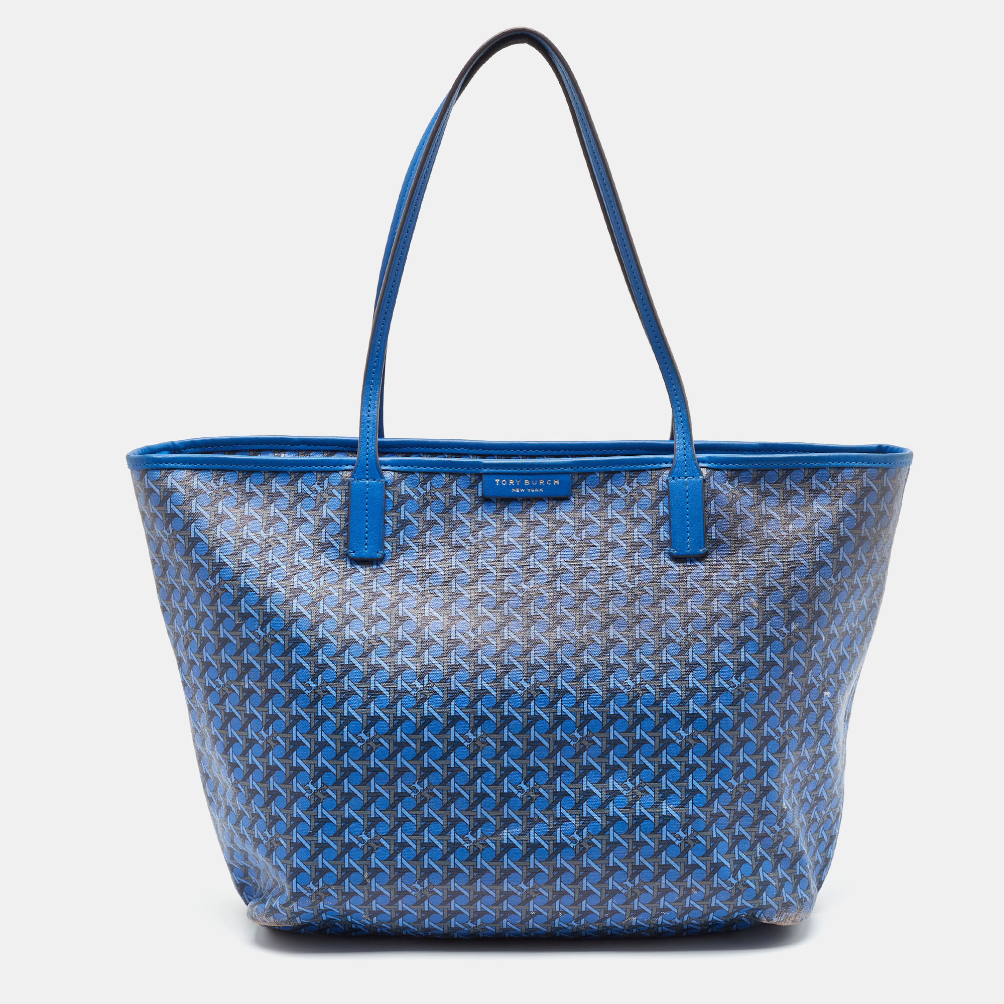 

Tory Burch Blue Printed Coated Canvas Small Ever-Ready Zip Tote