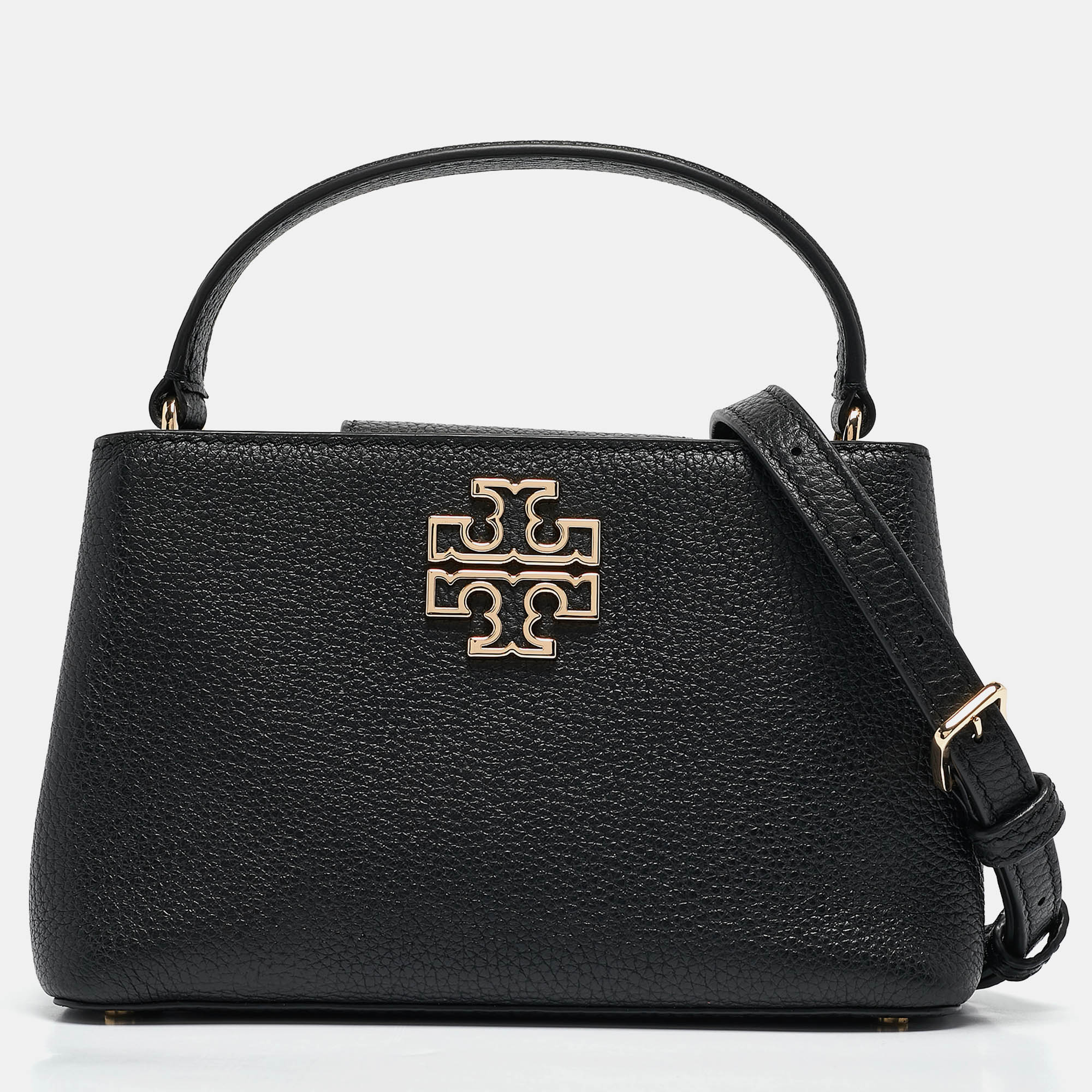 

Tory Burch Black Leather Micro Britten Top Handle Bag