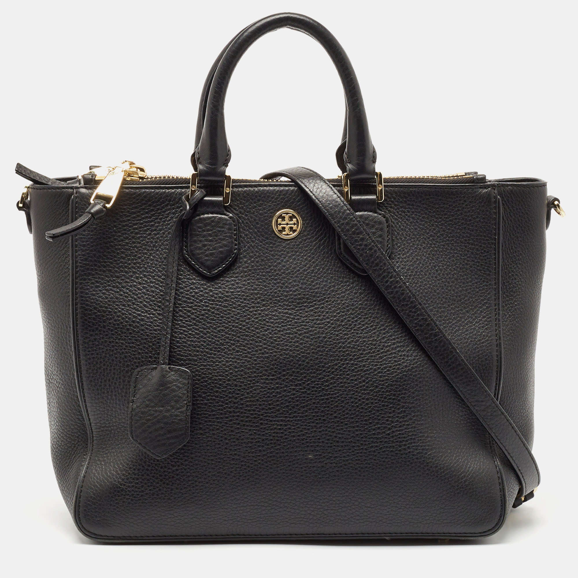 

Tory Burch Black Leather Robinson Double Zip Tote