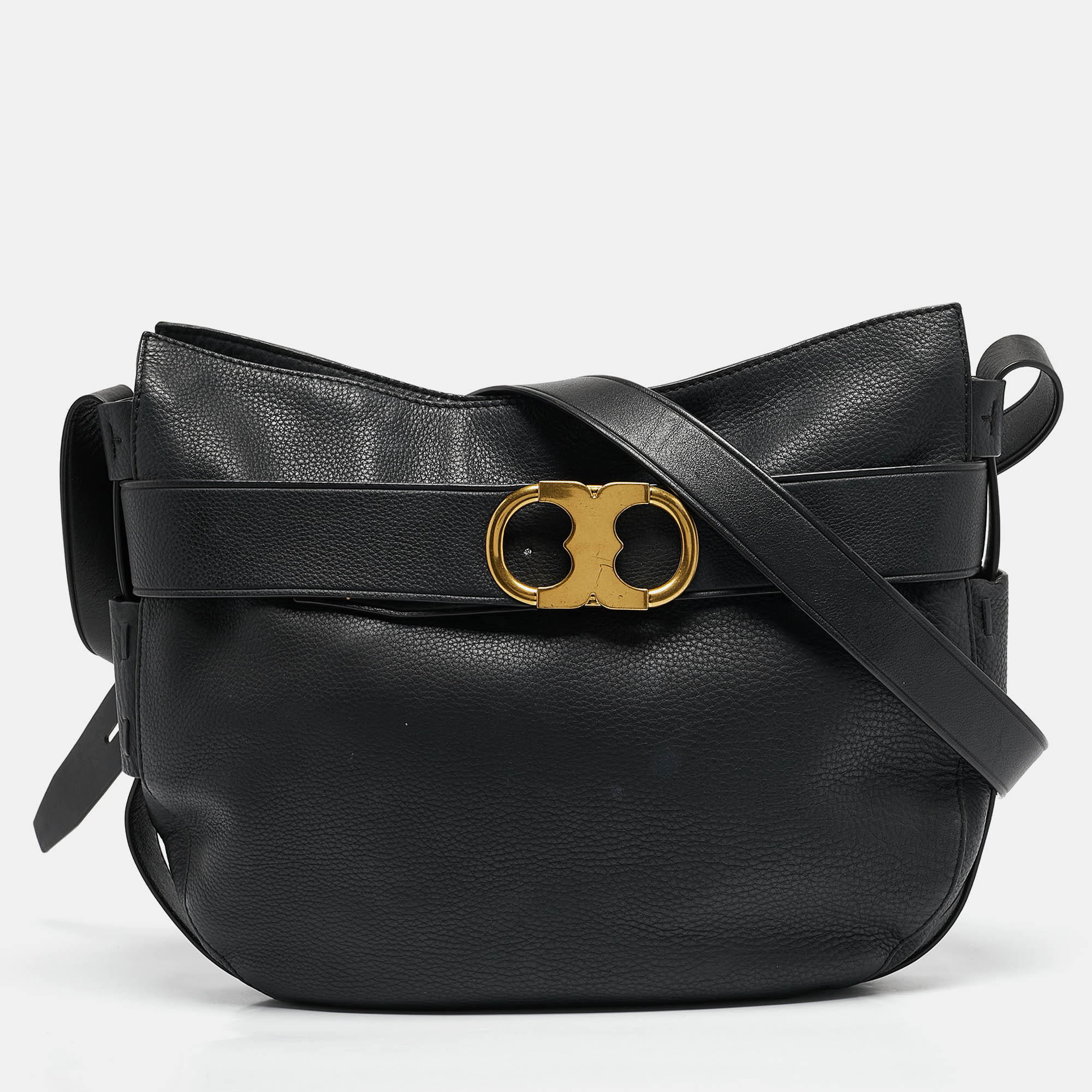 

Tory Burch Black Leather Gemini Belted Shoulder Bag