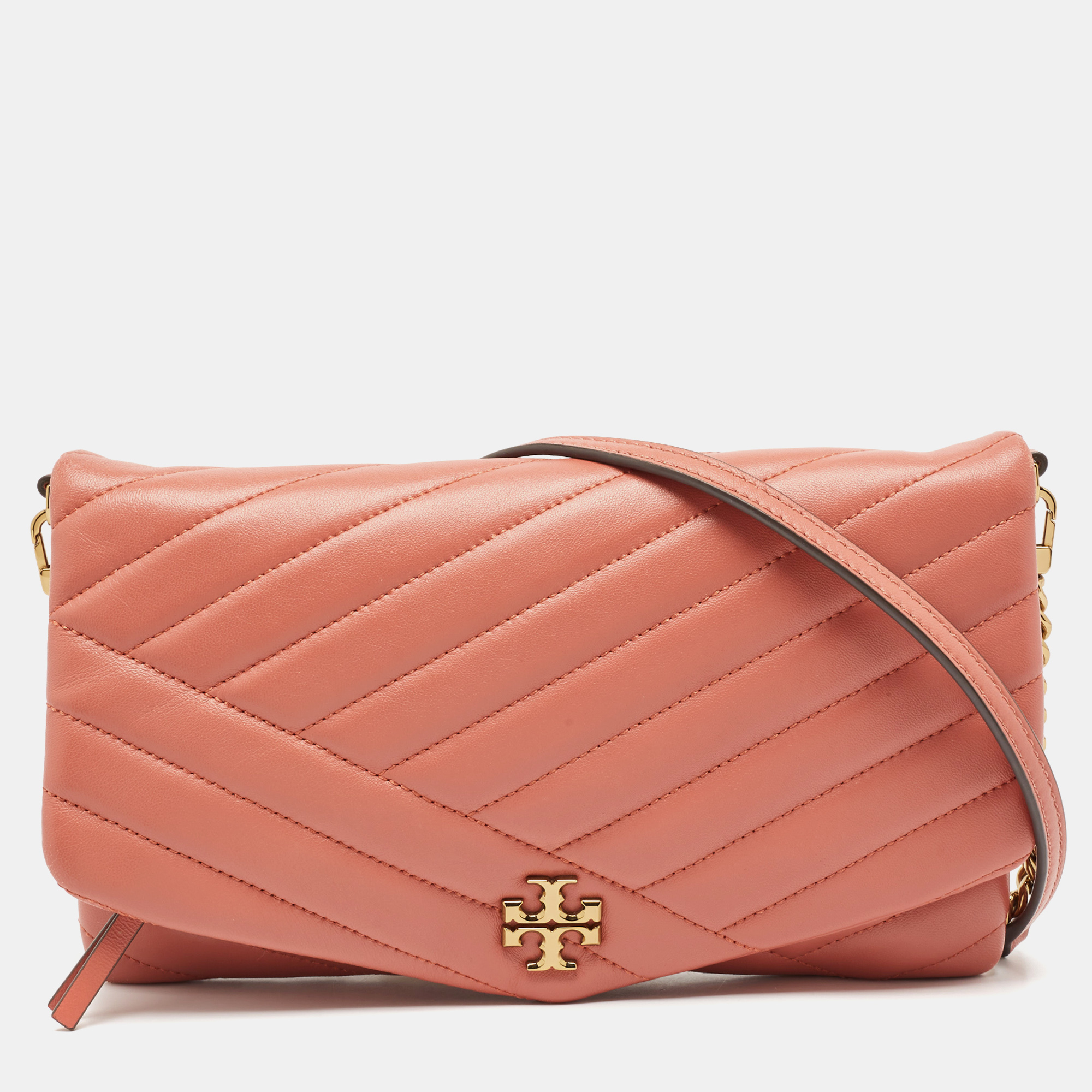 

Tory Burch Dark Pink Chevron Leather Kira Shoulder Bag