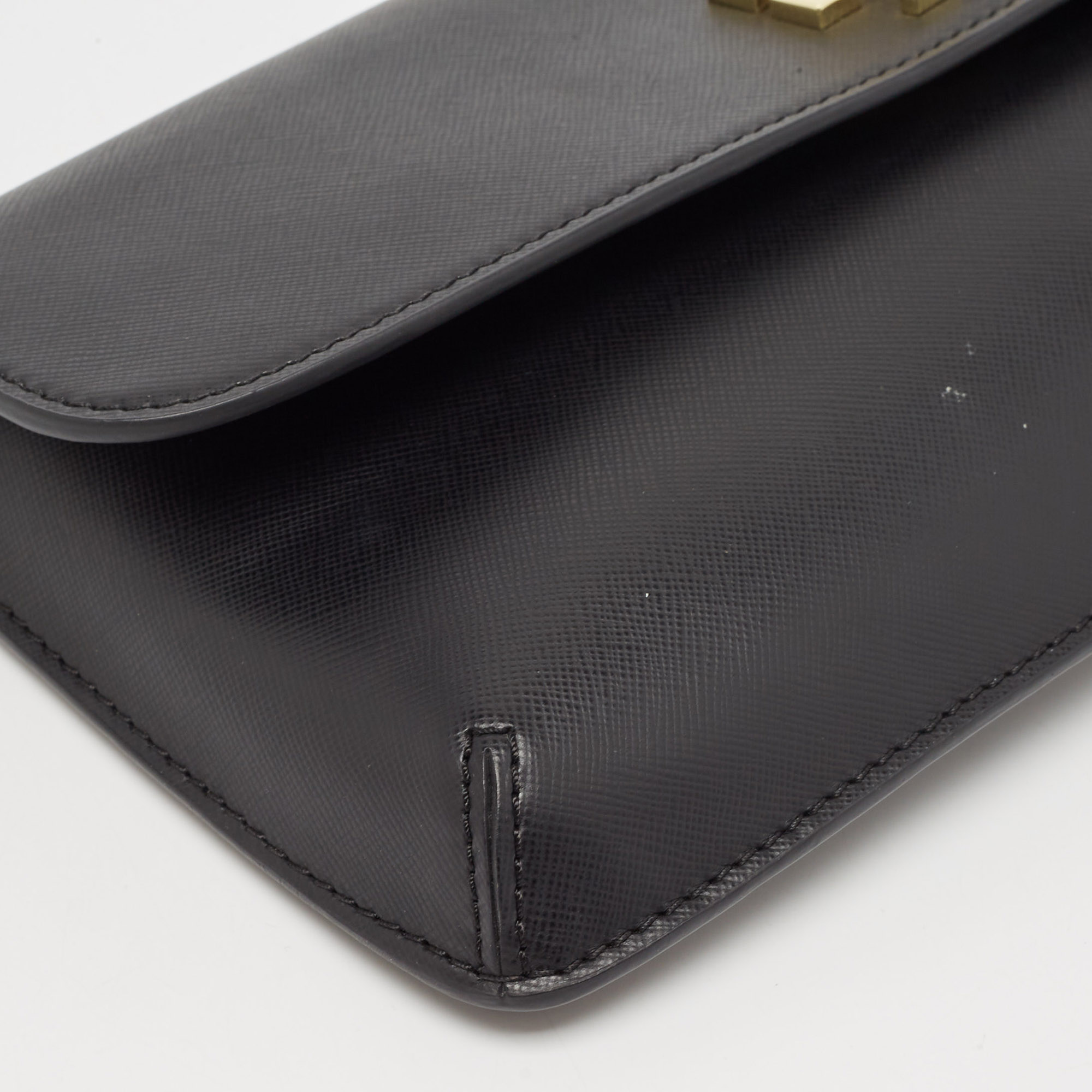 Tory Burch Black Leather Slim Diana Flap Clutch 