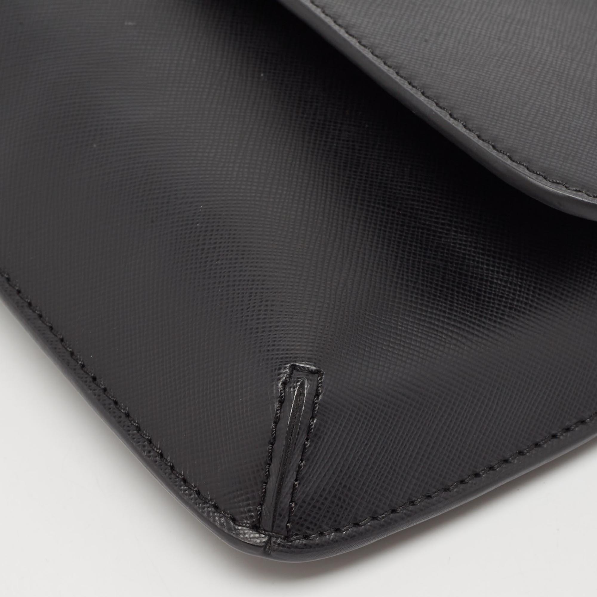 Tory Burch Black Leather Slim Diana Flap Clutch 