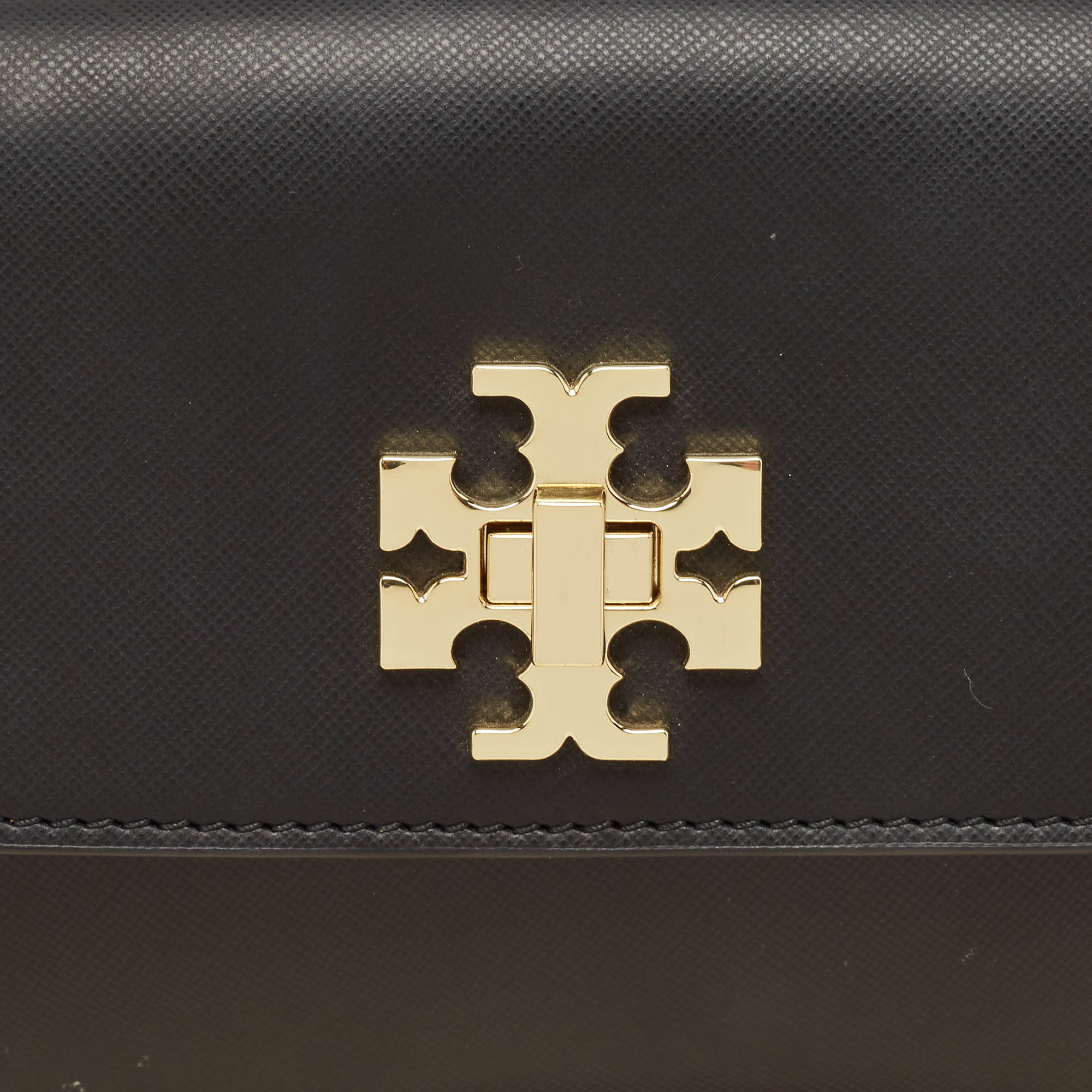 Tory Burch Black Leather Slim Diana Flap Clutch 