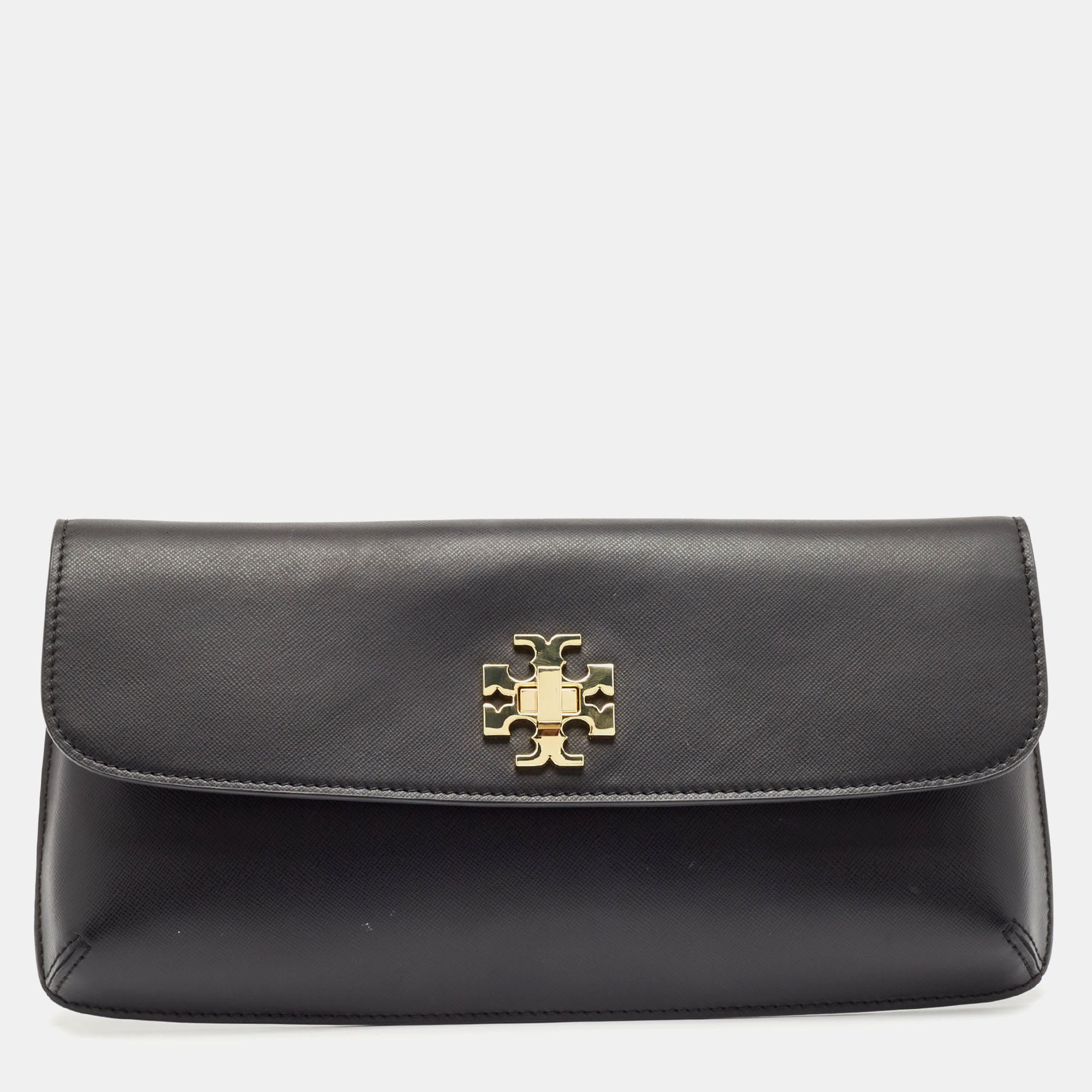 

Tory Burch Black Leather Slim Diana Flap Clutch