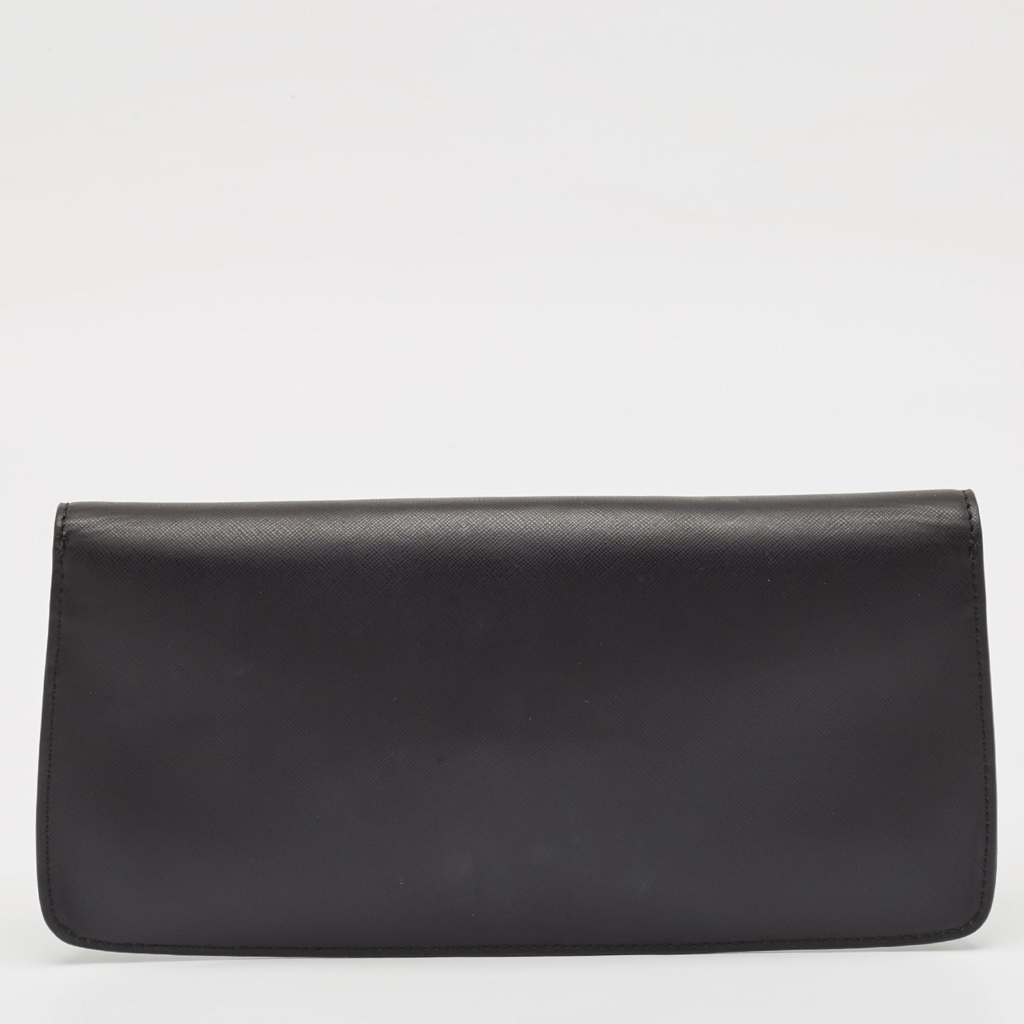 Tory Burch Black Leather Slim Diana Flap Clutch 