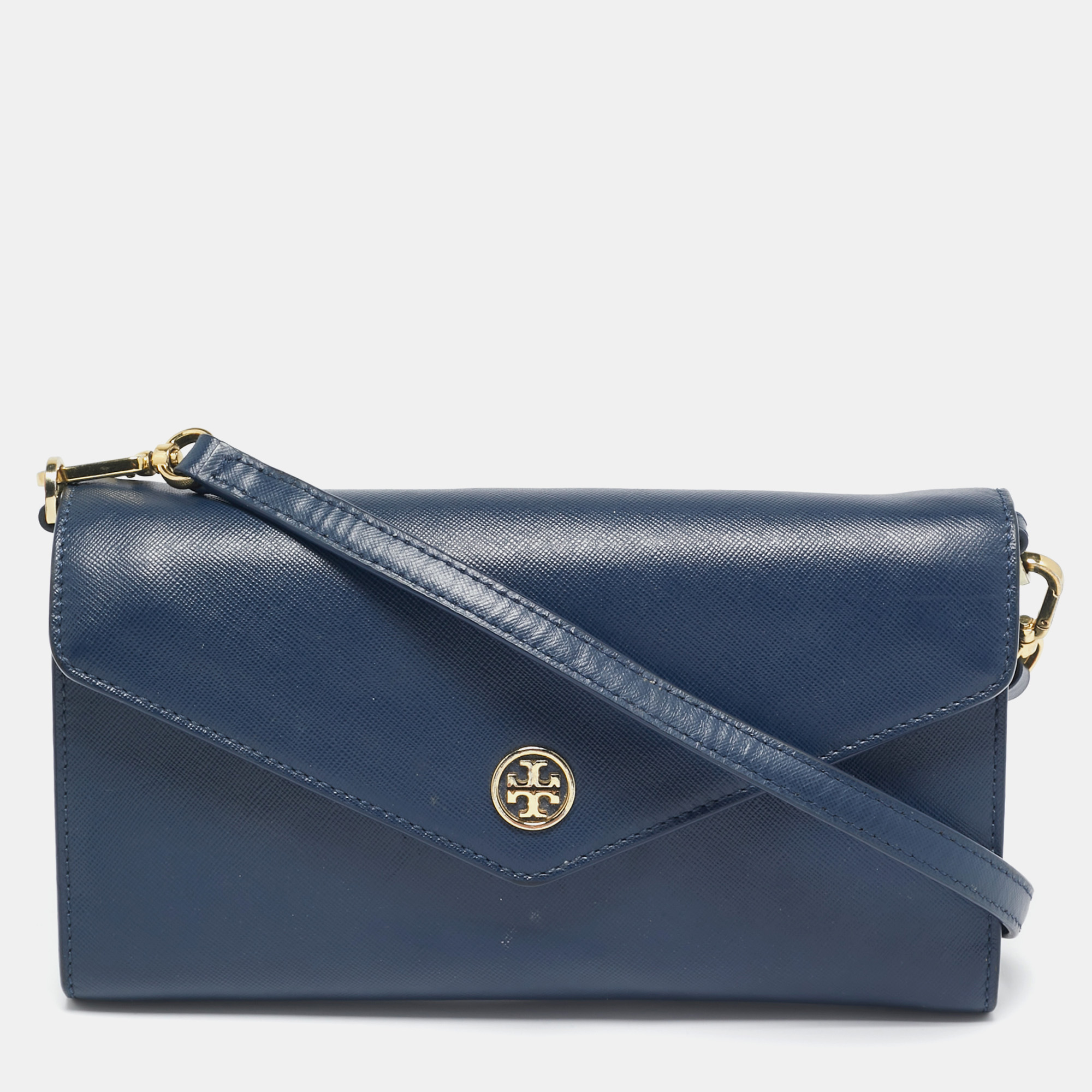 

Tory Burch Navy Blue Leather Robinson Envelope Crossbody Bag