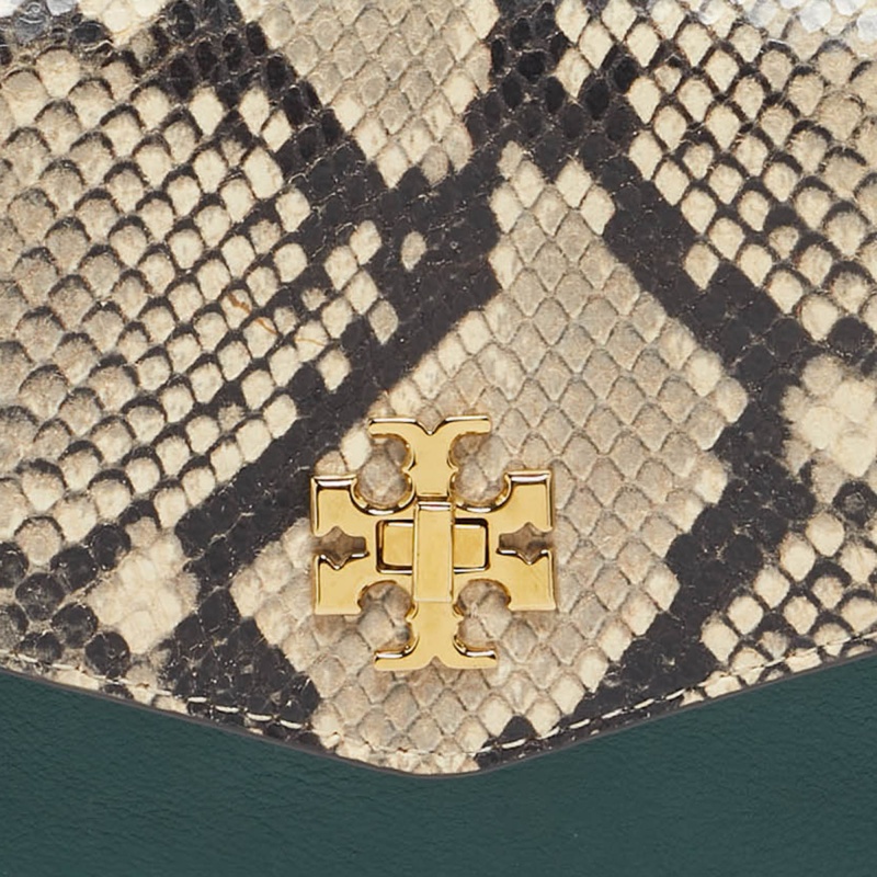 Tory Burch Multicolor Suede, Python Embossed and Leather Kira Flap Crossbody Bag 