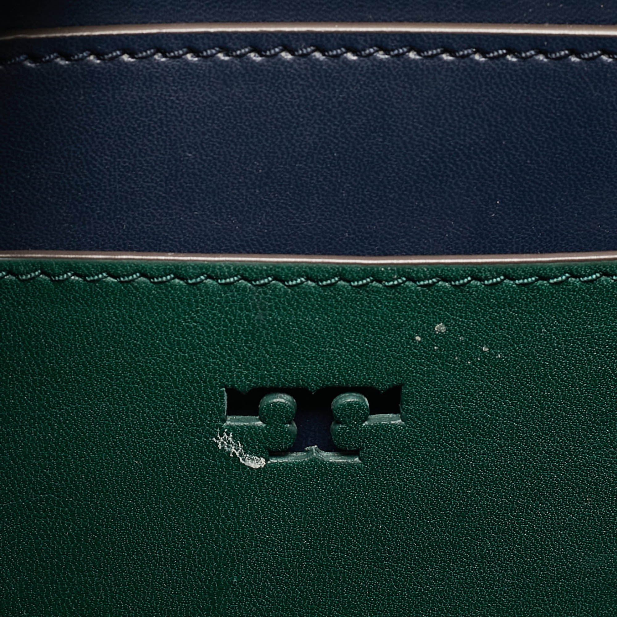 Tory Burch Green Leather Small Block T Bucket Bag 