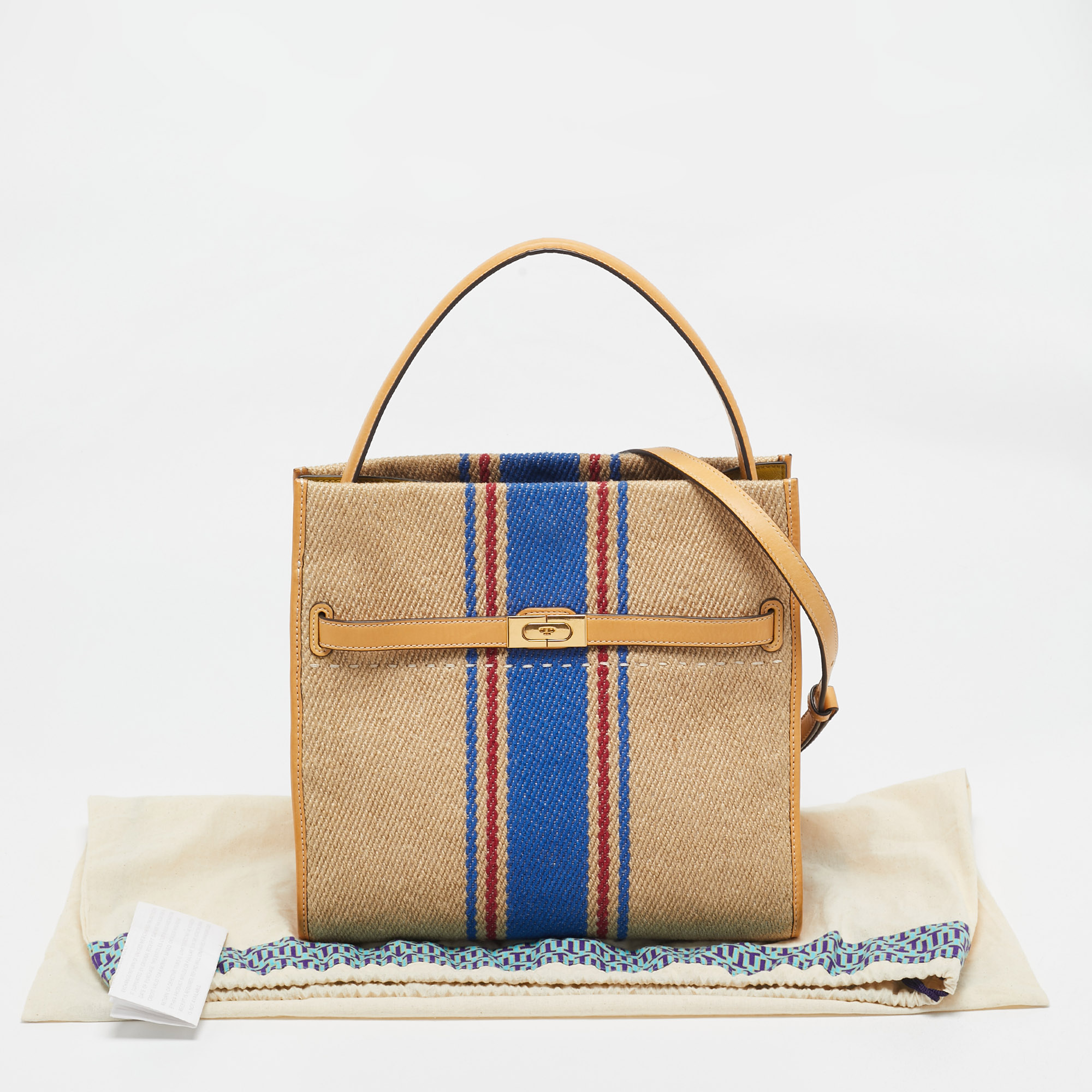 Tory Burch Multicolor Jute,Leather and Suede Lee Radziwill Double Bag 