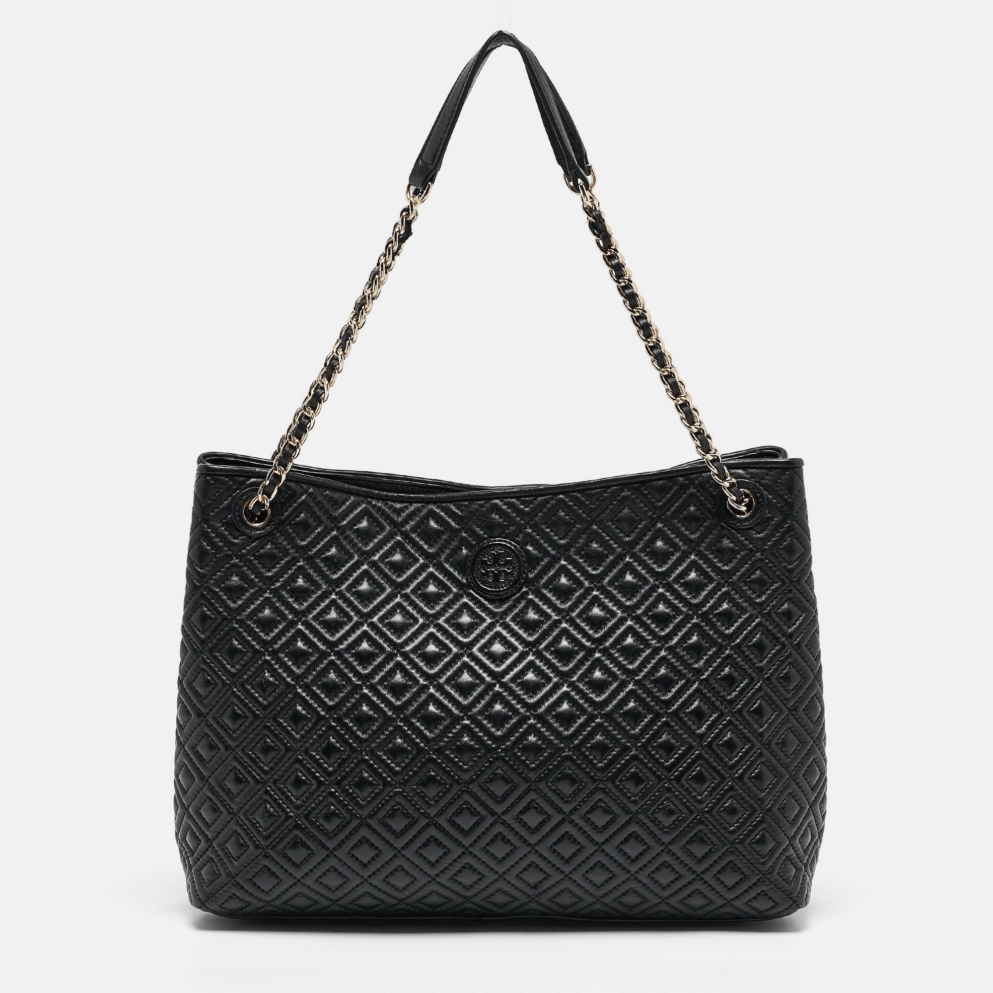 

Tory Burch Black Quilted Leather Marion Tote