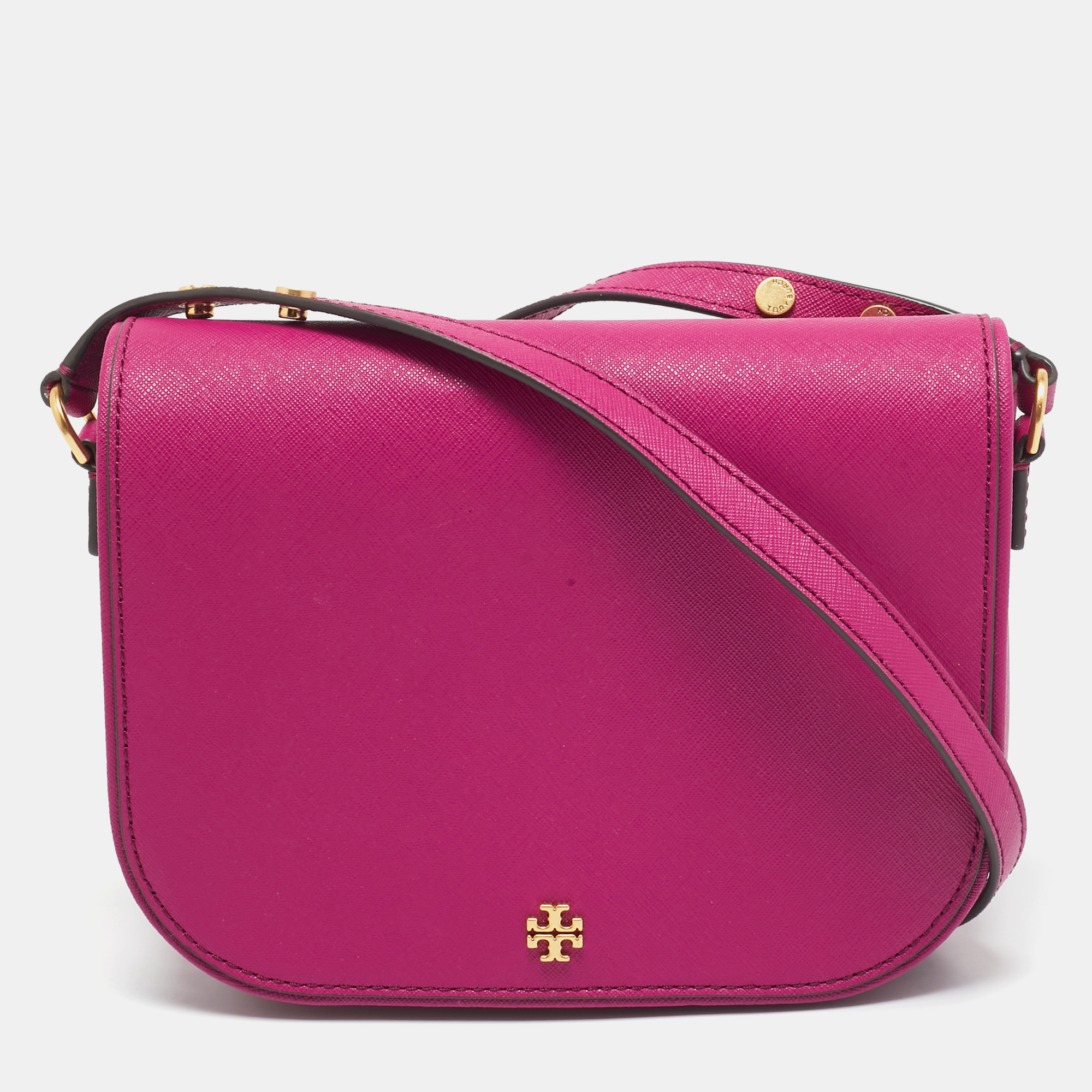 

Tory Burch Fuchsia Leather Emerson Saddle Crossbody Bag, Pink