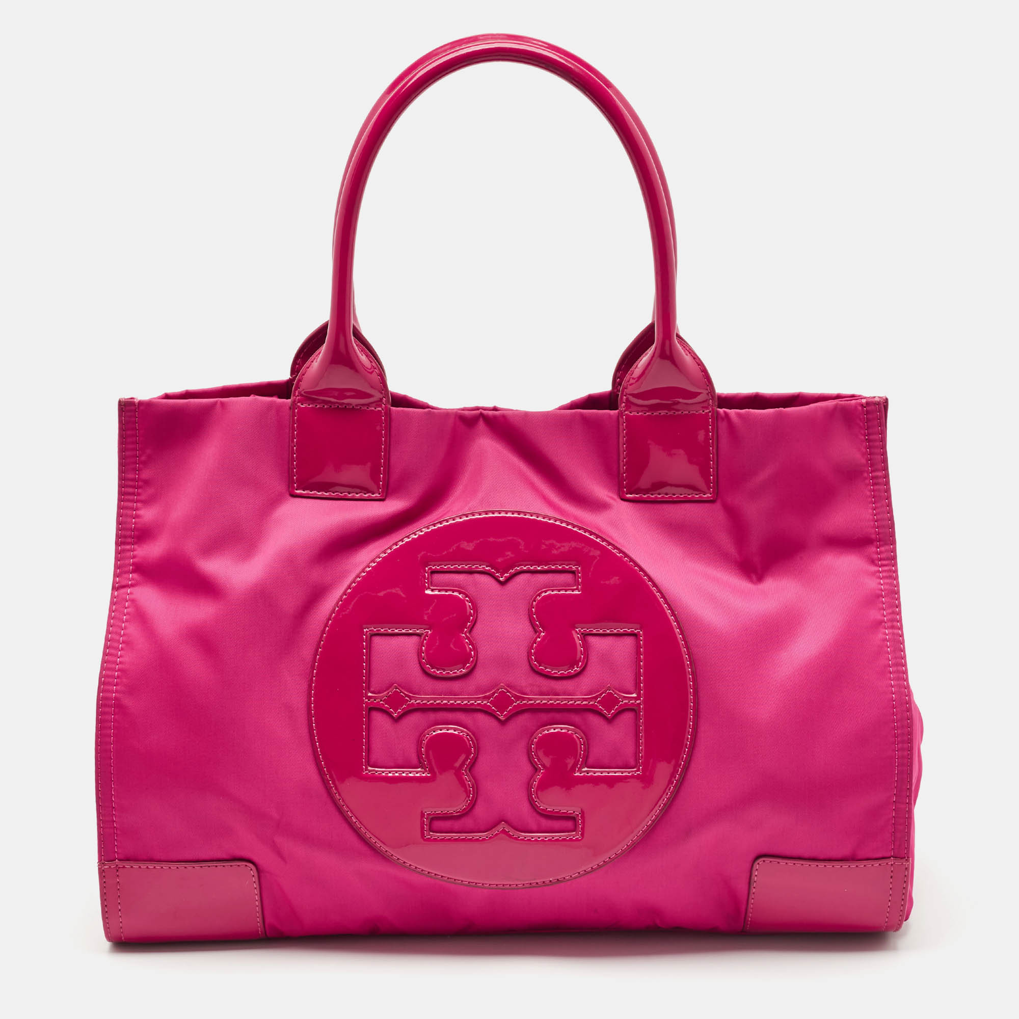 

Tory Burch Magenta Patent Leather and Nylon  Ella Tote, Pink