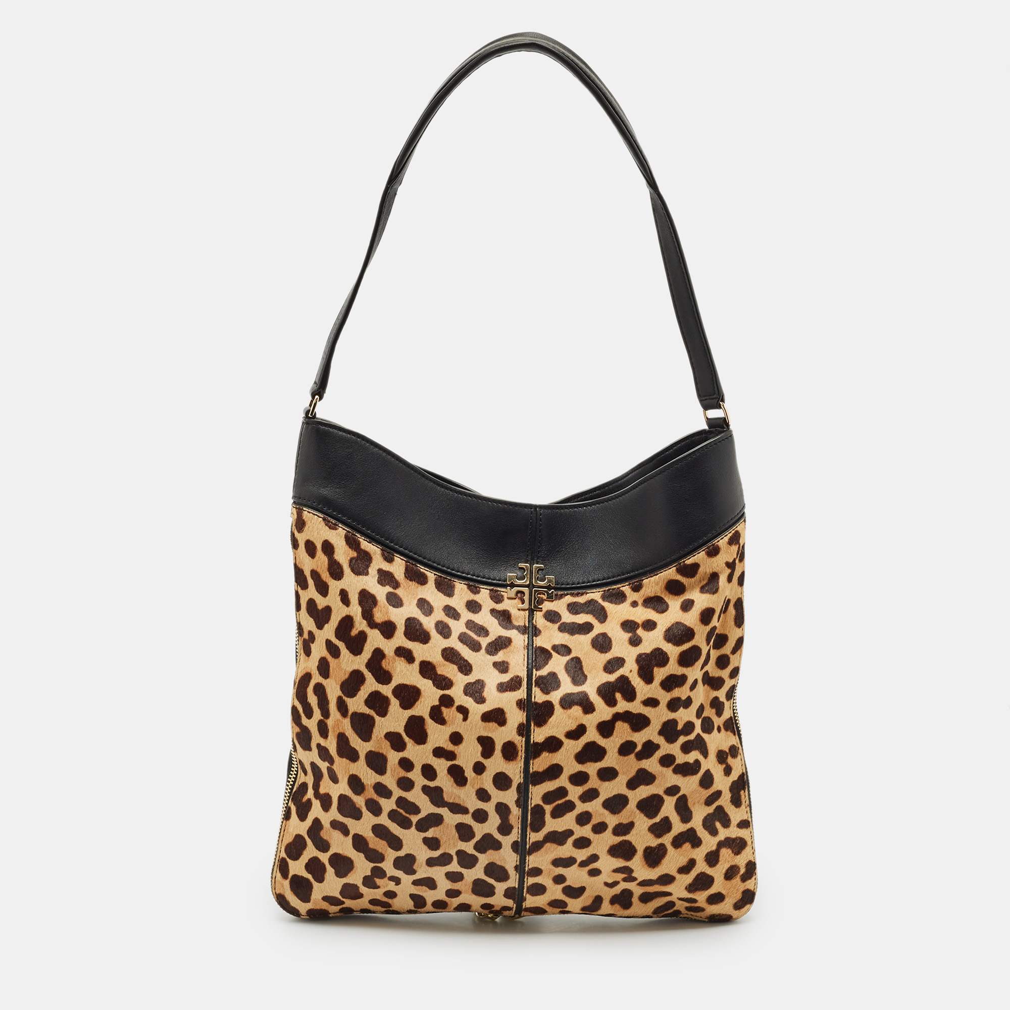 

Tory Burch Beige/Black Calf Hair and Leather Shoulder Bag