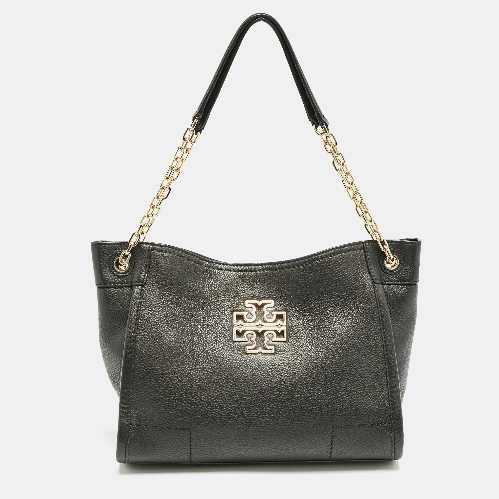 

Tory Burch Black Leather  Britten Slouchy Tote