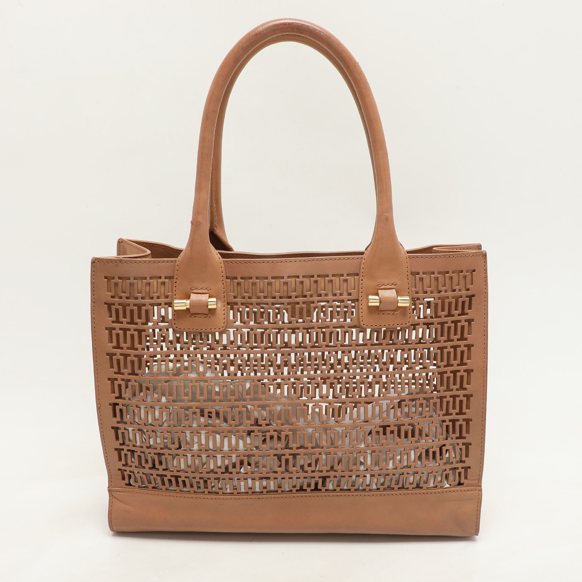 

Tory Burch Brown Laser Cut Leather Georgiana Tote