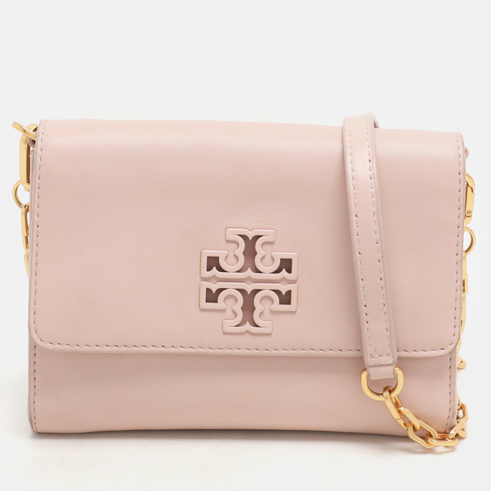 

Tory Burch Pink Leather Britten Flap Crossbody Bag