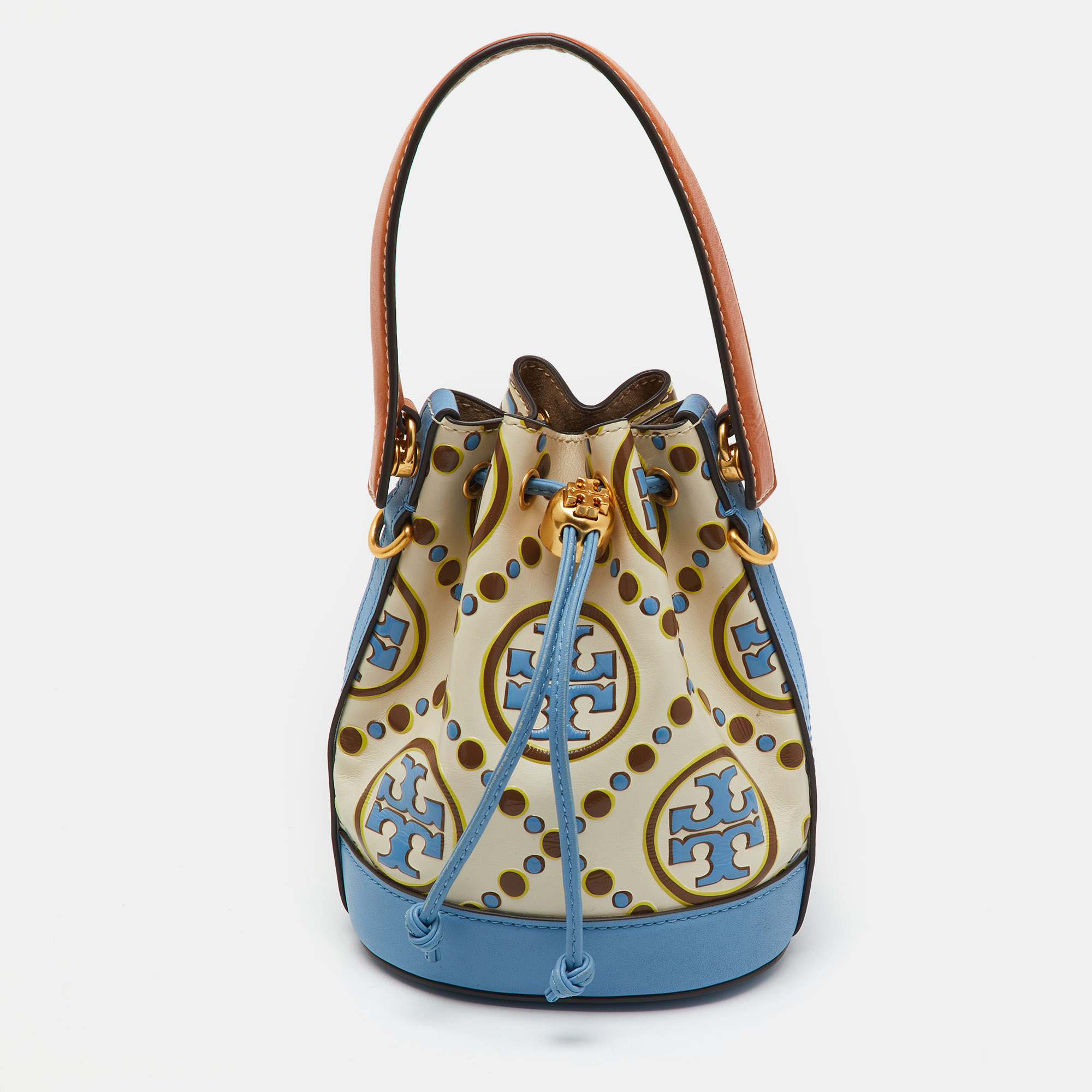 

Tory Burch Multicolor Leather Mini T Monogram Bucket Bag